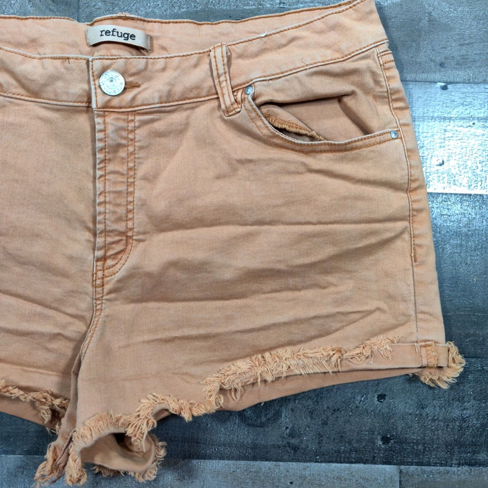 Denime Refuge Shorts Womens 14 Orange Cut-Off Mid-Rise Denim Zip Closure 5-Pocket Regular Vintage? No Size 24" / US 00 / IT 34 - 5 Thumbnail