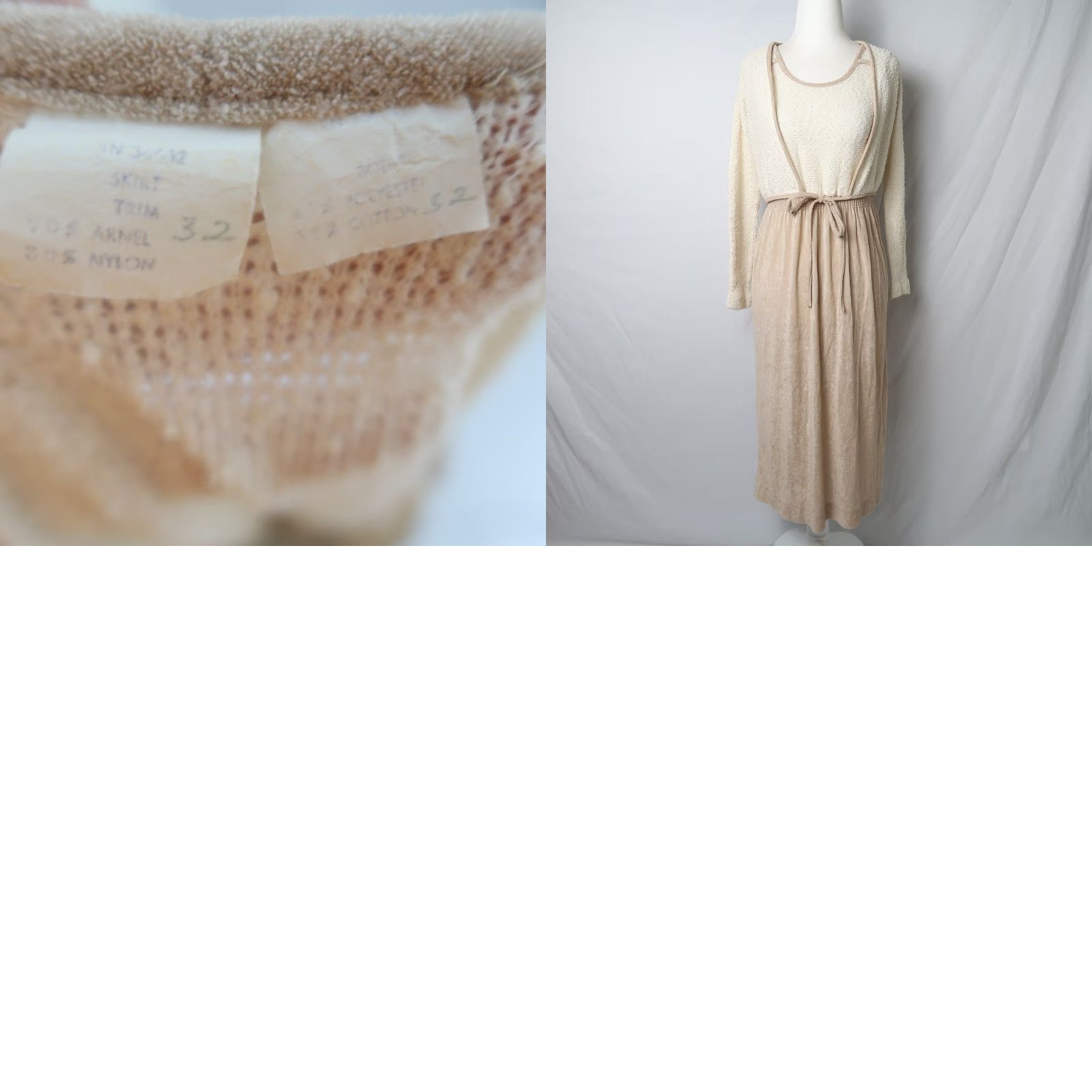 Vintage VINTAGE Jerell cream and tan textured knit midi dress bolero set Shirt? No Size S / US 4 / IT 40 - 8 Thumbnail