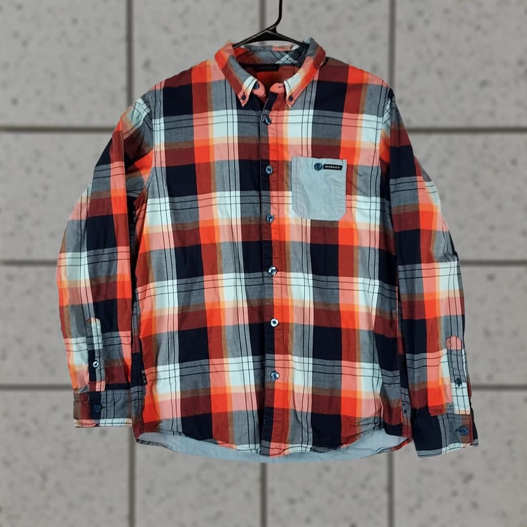 Oakley Oakley Plaid Flannel Shirt Men’s S Orange Grey Blue Casual Long Sleeve Size US S / EU 44-46 / 1 - 1 Thumbnail