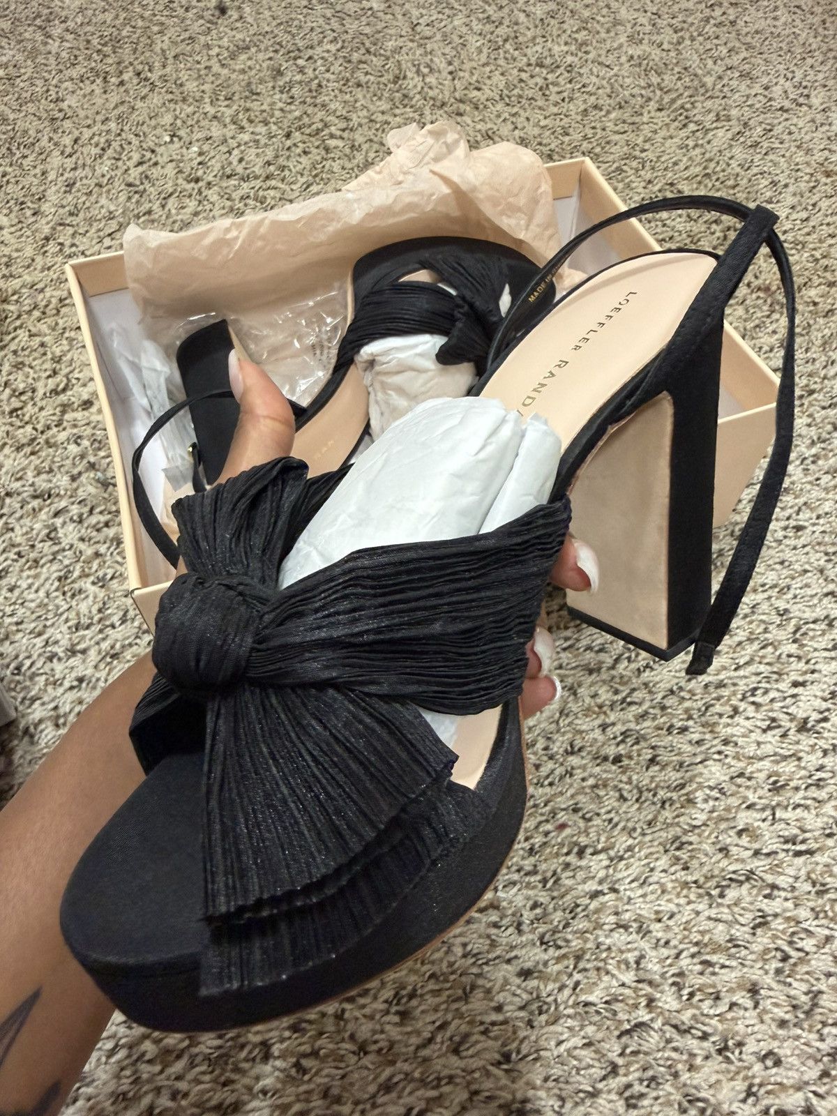 Loeffler Randall Loeffler Randall Black Pleated Bow Platform Sandal Size US 9 / IT 39 - 2 Thumbnail