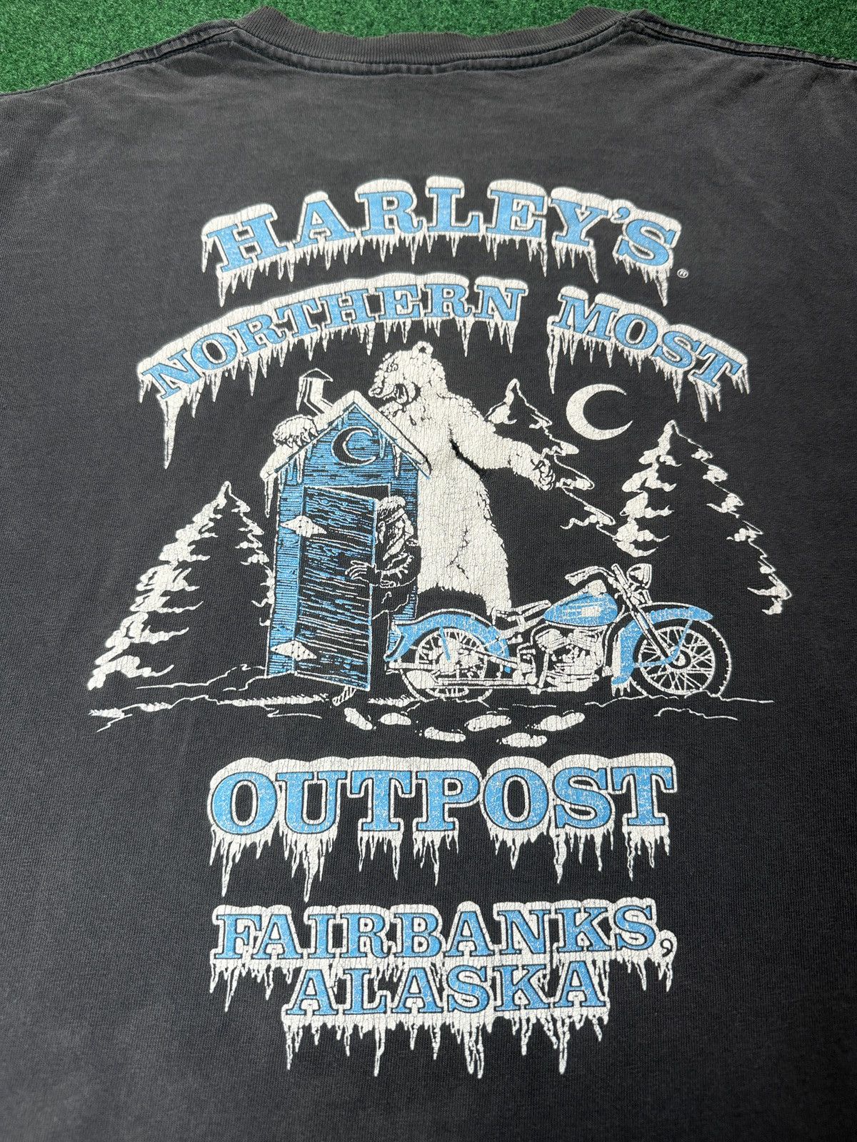 Harley Davidson × Vintage Vtg 90s INSANE Harley Davidson Alaska Nature Biker T Shirt Size US XL / EU 56 / 4 - 5 Thumbnail