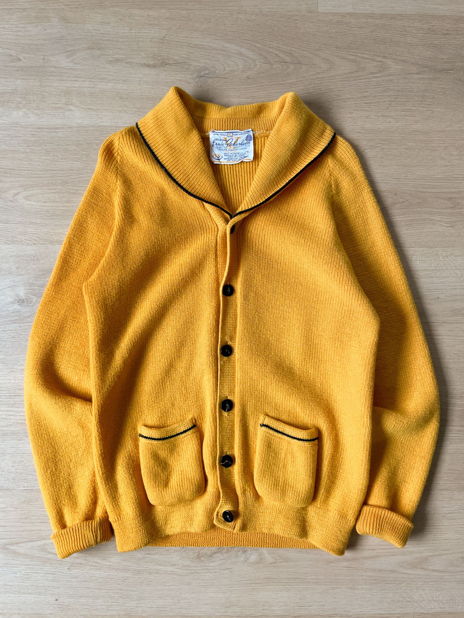 Cardigan Made In Canada Vintage 70s Faded Yellow Curling Cardigan Aime Leon Dore vibe Grailed