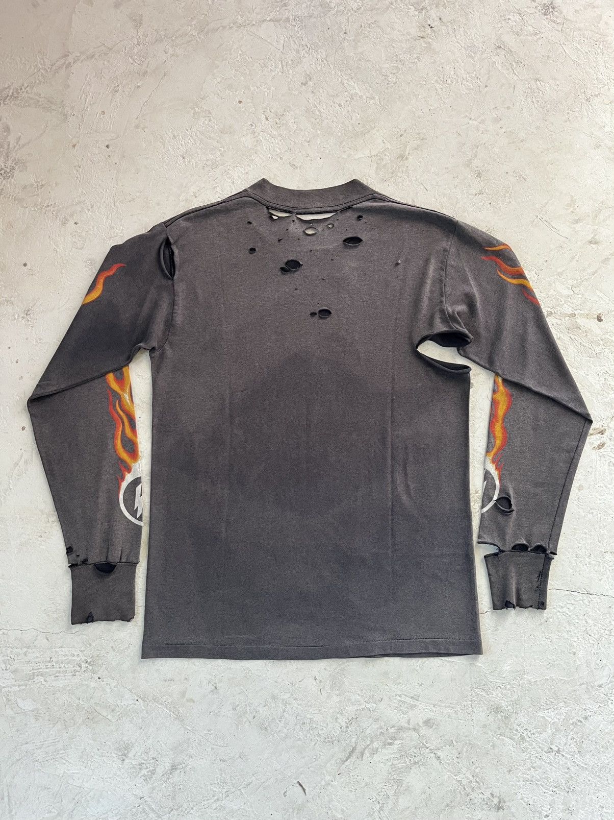 Vintage Vintage Thrashed Flames Longsleeve Tee Size US M / EU 48-50 / 2 - 2 Thumbnail