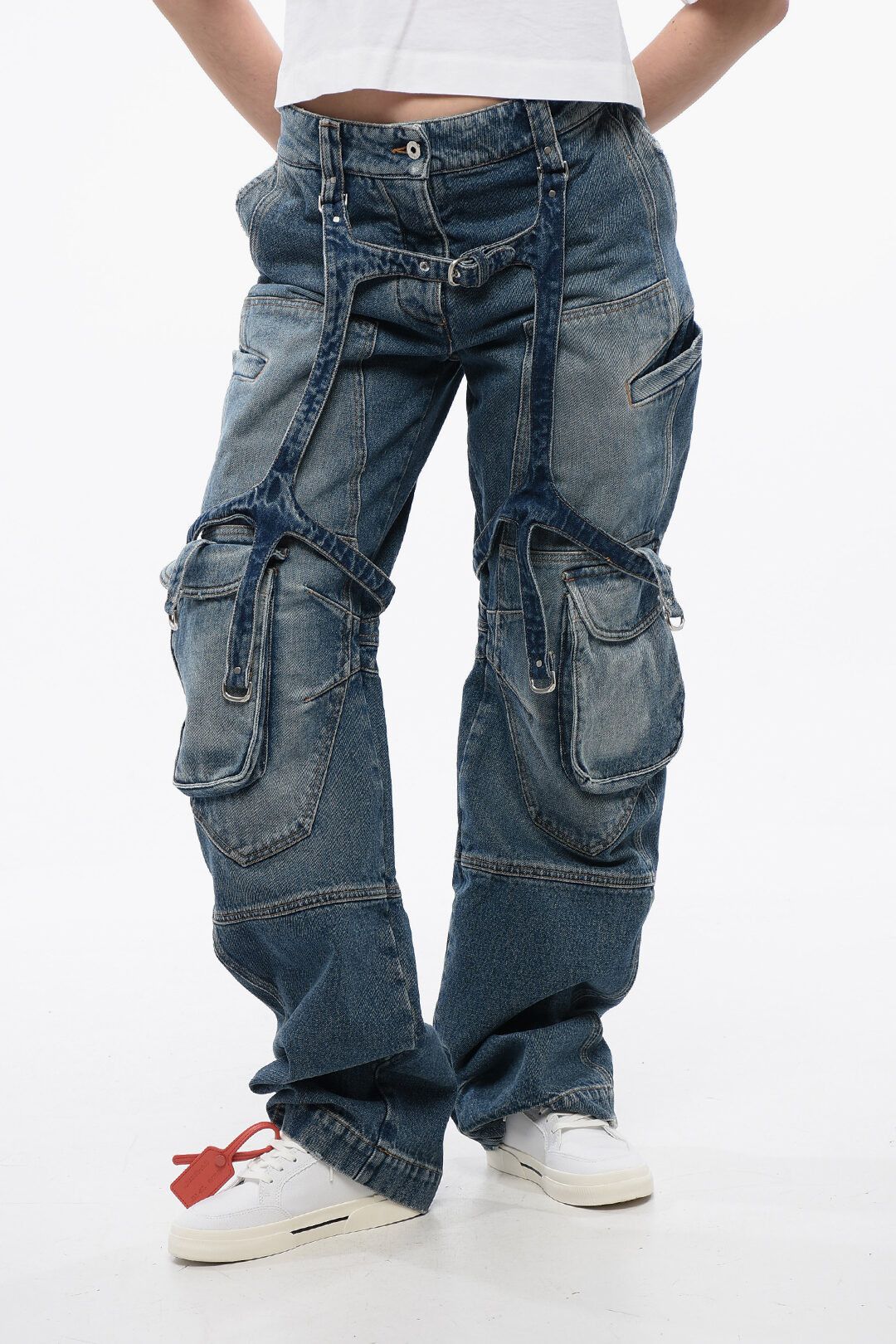 Off-White og1mm1125 Loose Fit Cargo Jeans in Blue Size 27" / US 4 / IT 40 - 1 Thumbnail
