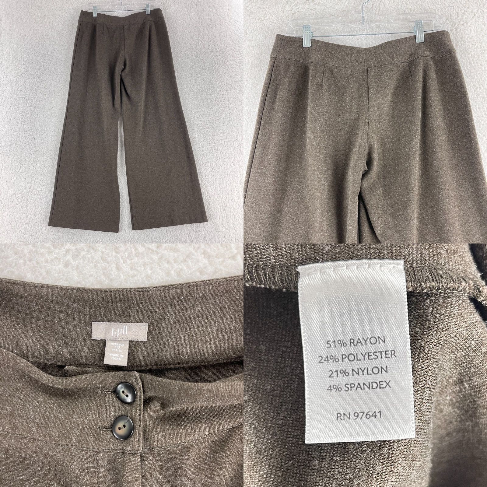 J. Jill J. Jill Brown Stretch Wide Leg Cropped Pants Womens Size 10 Petite Casual Size 32" / US 10 / IT 46 - 9 Thumbnail