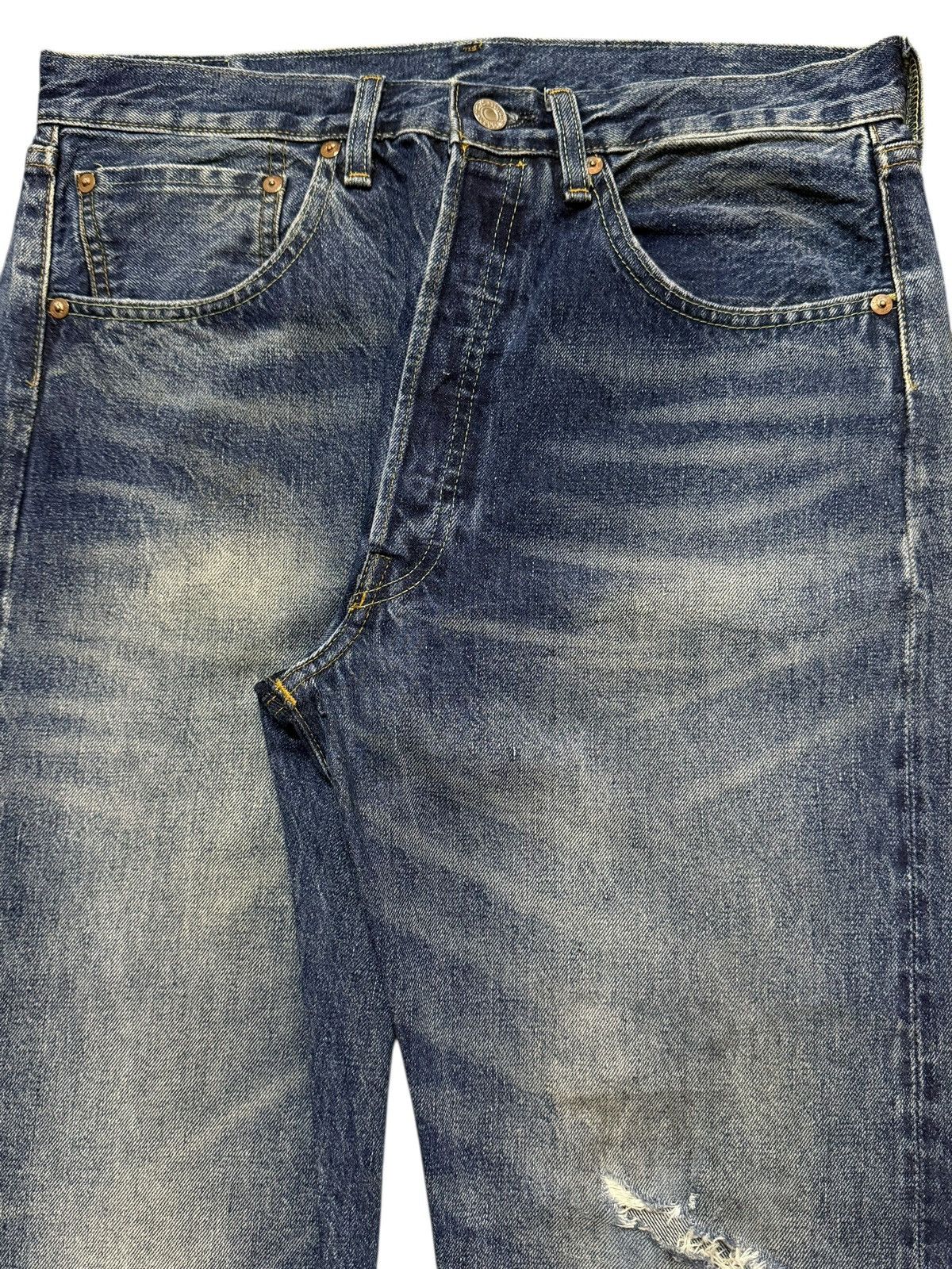 Levi's Vintage 90s Levis 501xx Big E Selvedge Blue Wash Distress Size US 32 / EU 48 - 3 Thumbnail