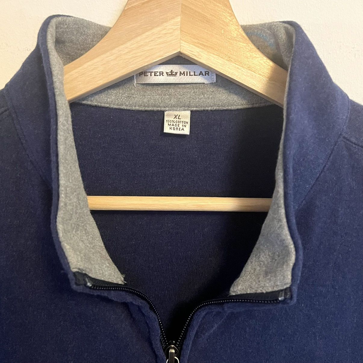 Peter Millar Peter Millar 100% Cotton Full Zip Patriot Navy Logo Vest Size US XL / EU 56 / 4 - 2 Thumbnail