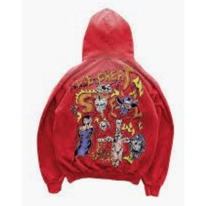 image of Warren Lotas Lie Cheat Steal Hooded Sweatshirt Red, Men's (Size Medium)