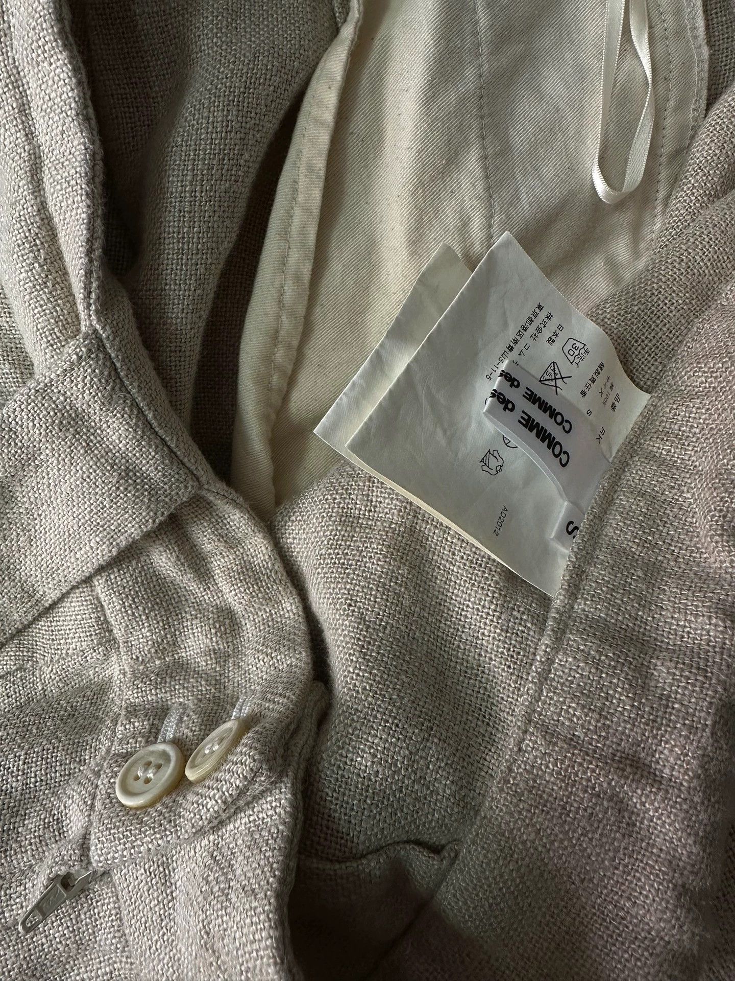 Comme des Garcons CDG Beige Washed Linen Wide-Leg Overalls Unisex Near New Size 26" / US 2 / IT 38 - 7 Thumbnail