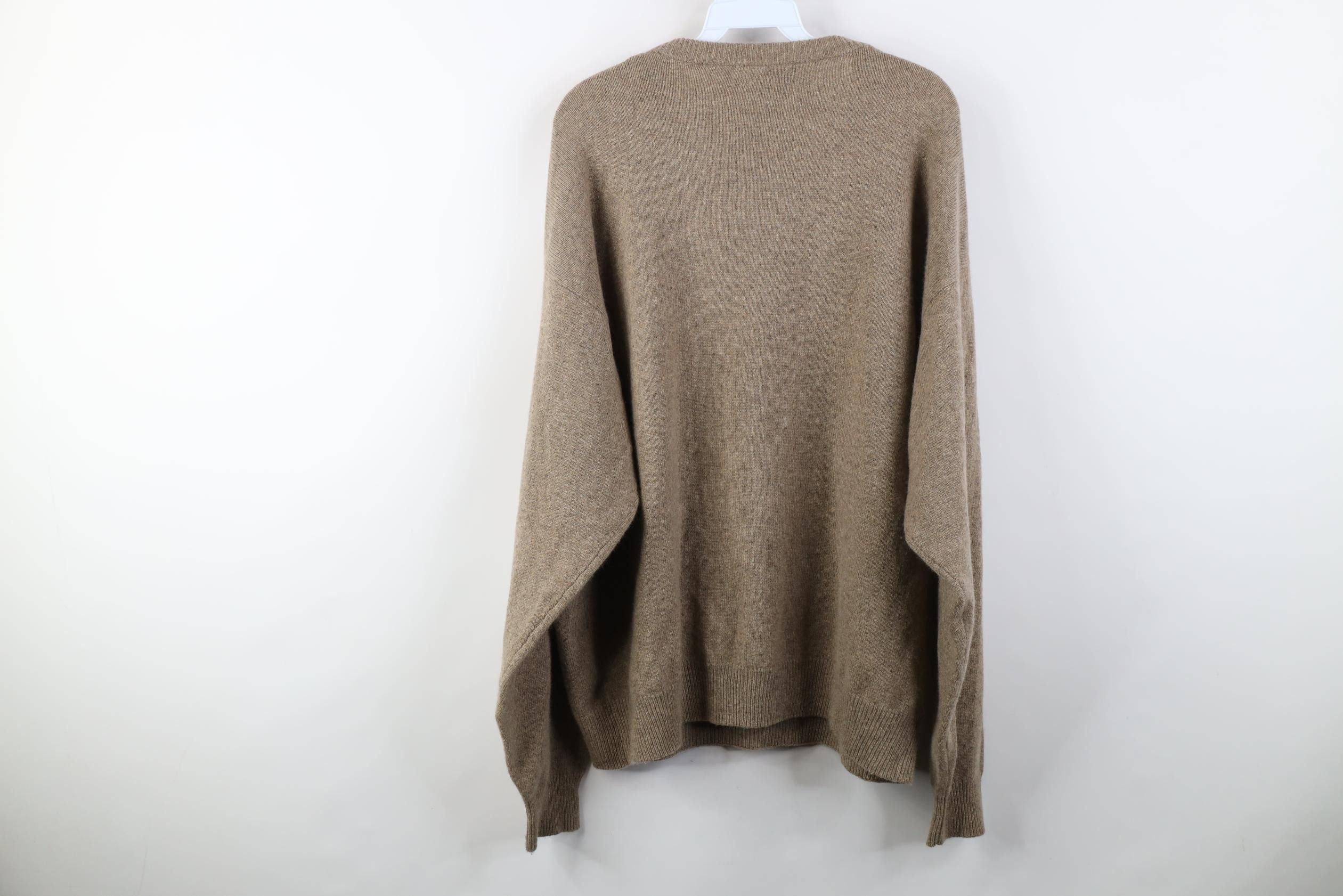 Vintage Vintage 80s 90s Streetwear Cashmere V-Neck Sweater Beige Size US XL / EU 56 / 4 - 7 Thumbnail