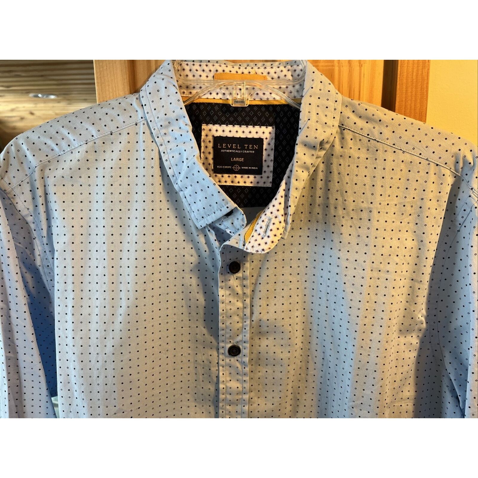 Other Level Ten Men's L Blue Polka Dot Button Down LS Cotton Shirt Size US L / EU 52-54 / 3 - 4 Thumbnail