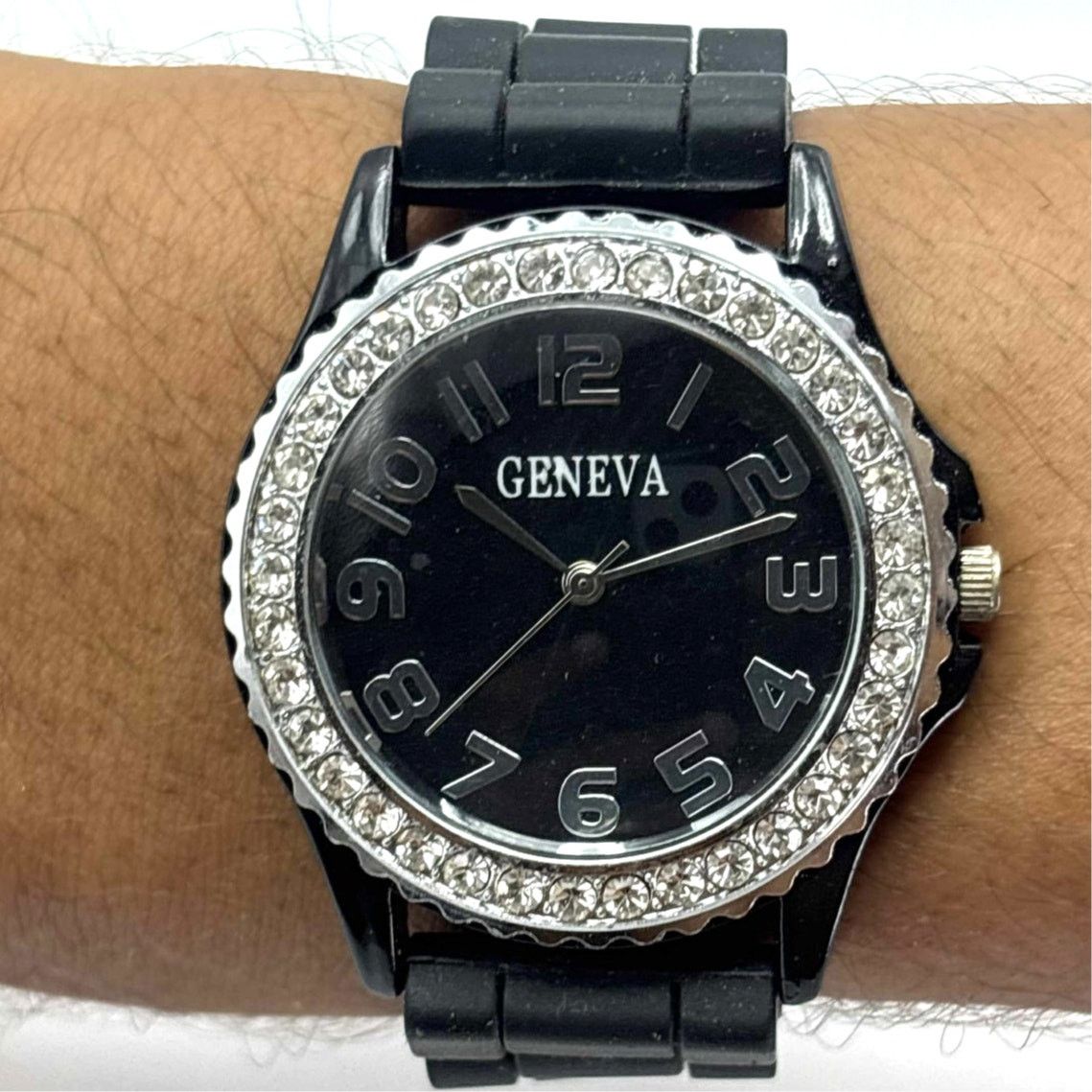 Geneva Silver & Black Men's Watch Size ONE SIZE - 1 Thumbnail