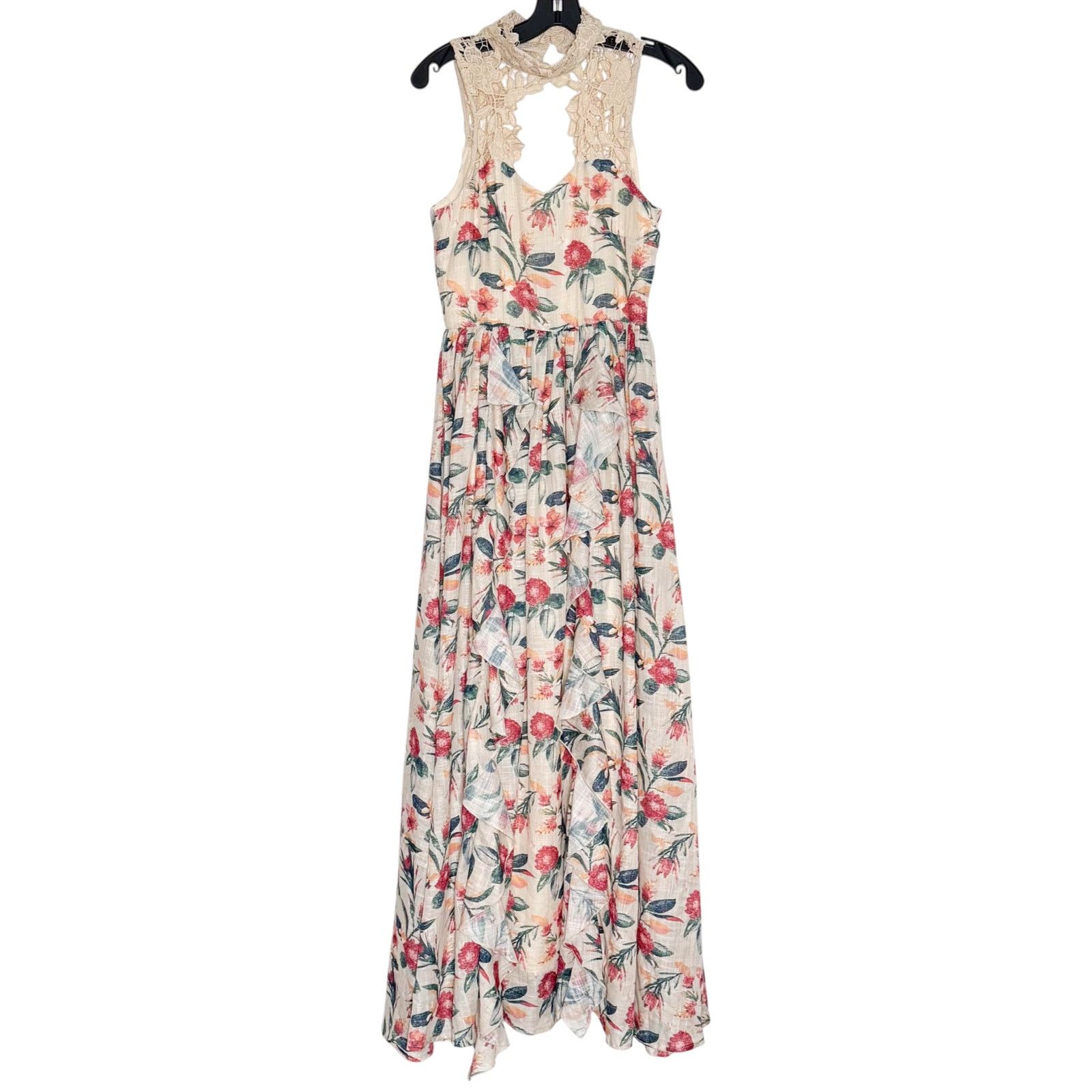Other Floral Boho Maxi Dress XS Crochet Flowy Tropical Resort Size XS / US 0-2 / IT 36-38 - 1 Thumbnail