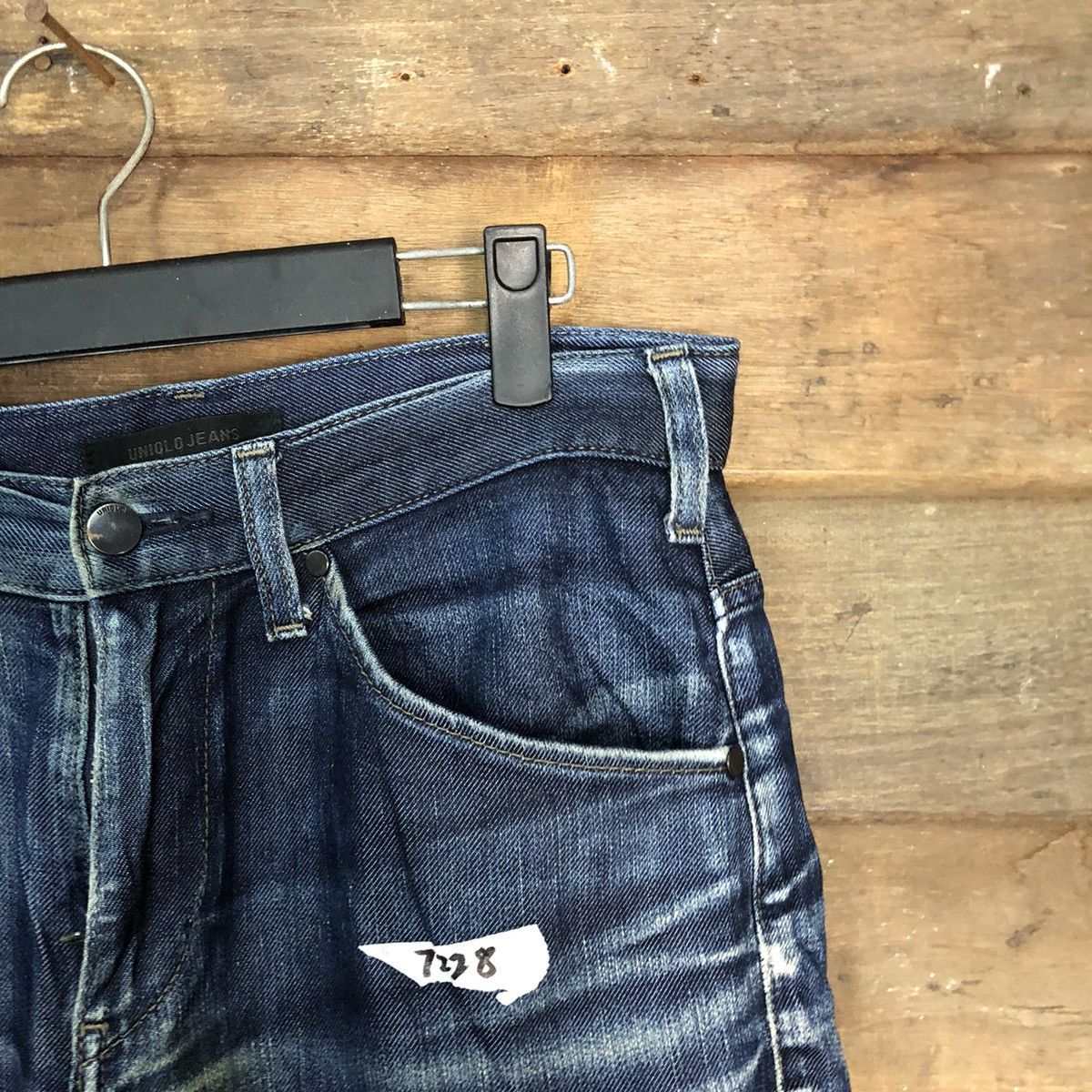 Japanese Brand Uniqlo Jeans Blue faded Distressed Denim Pants #7328 Size US 27 - 5 Thumbnail