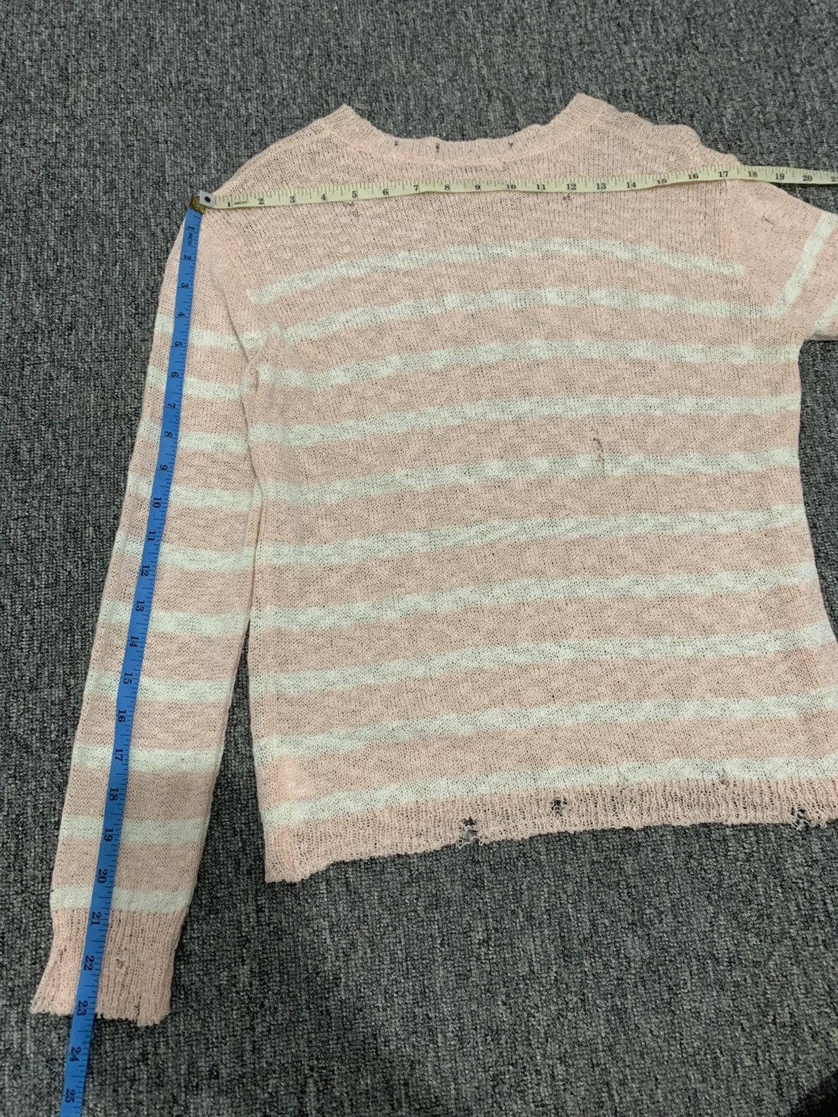 Japanese Brand Me Sense Punk Soft Pink Stripe Distressed Long Sleeve Size US S / EU 44-46 / 1 - 10 Thumbnail
