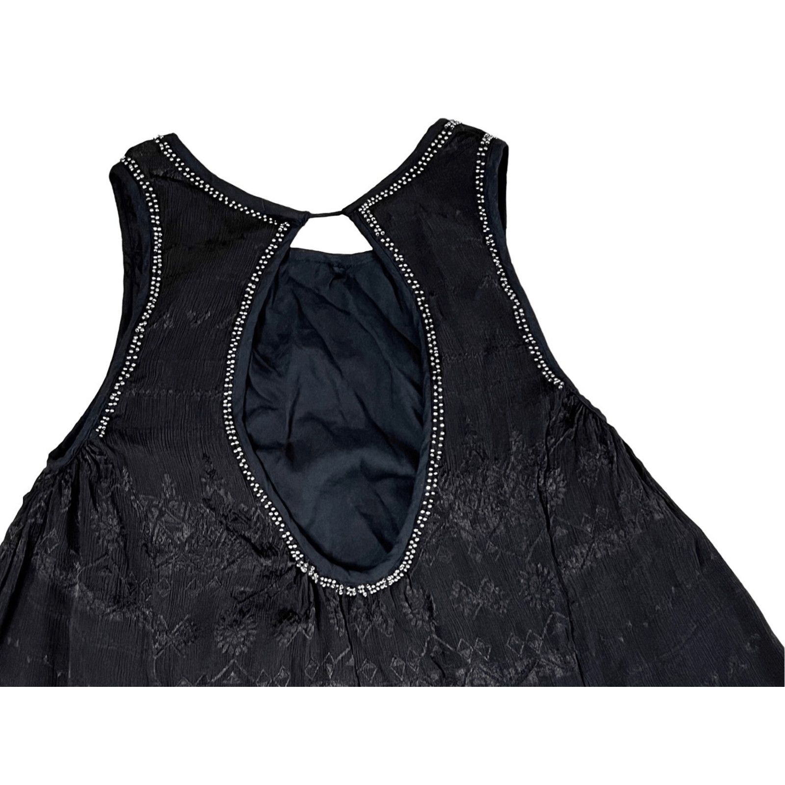 Free People Free People Peasant Black Embellished Beaded Top XS NWOT Size XS / US 0-2 / IT 36-38 - 4 Thumbnail