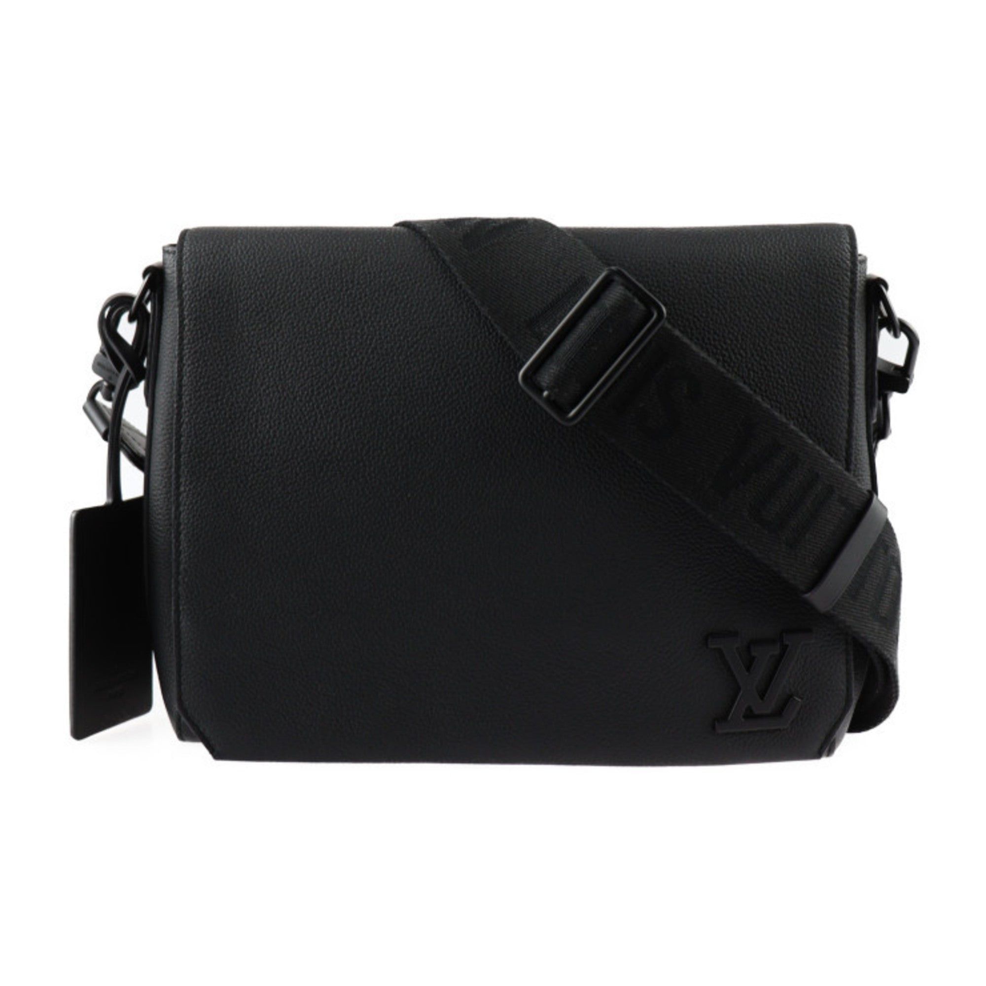 image of Louis Vuitton Takeoff Lv Aerogram Shoulder Bag M57080 Calf Grain Leather Black Vuitton, Women's