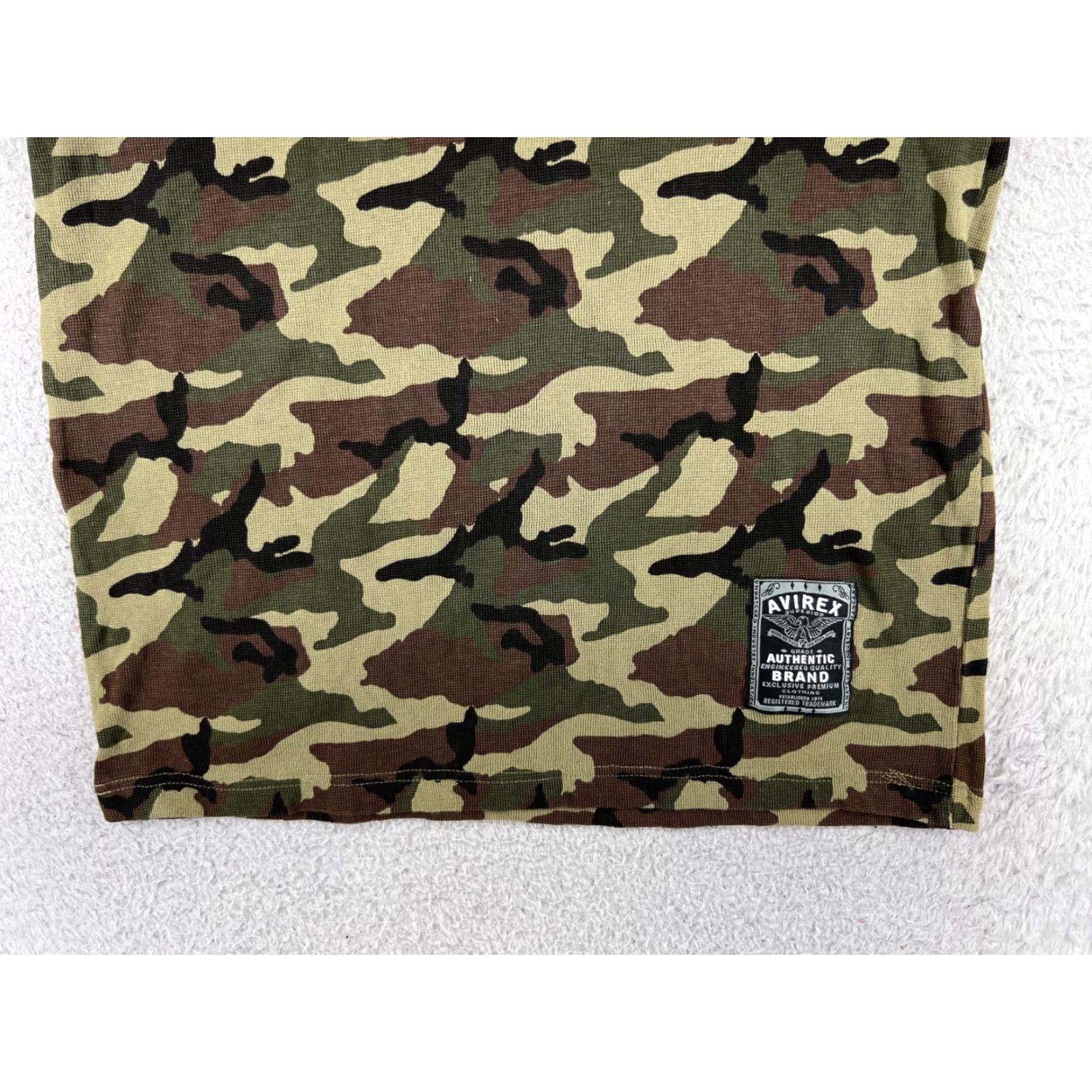 Avirex Avirex Shirt Adult S Green Brown Woodland Camo Waffle Knit Thermal Cotton Crew Neck Embroidered Logo Vintage Mens T-Shirt Long Sleeve Size US S / EU 44-46 / 1 - 5 Thumbnail