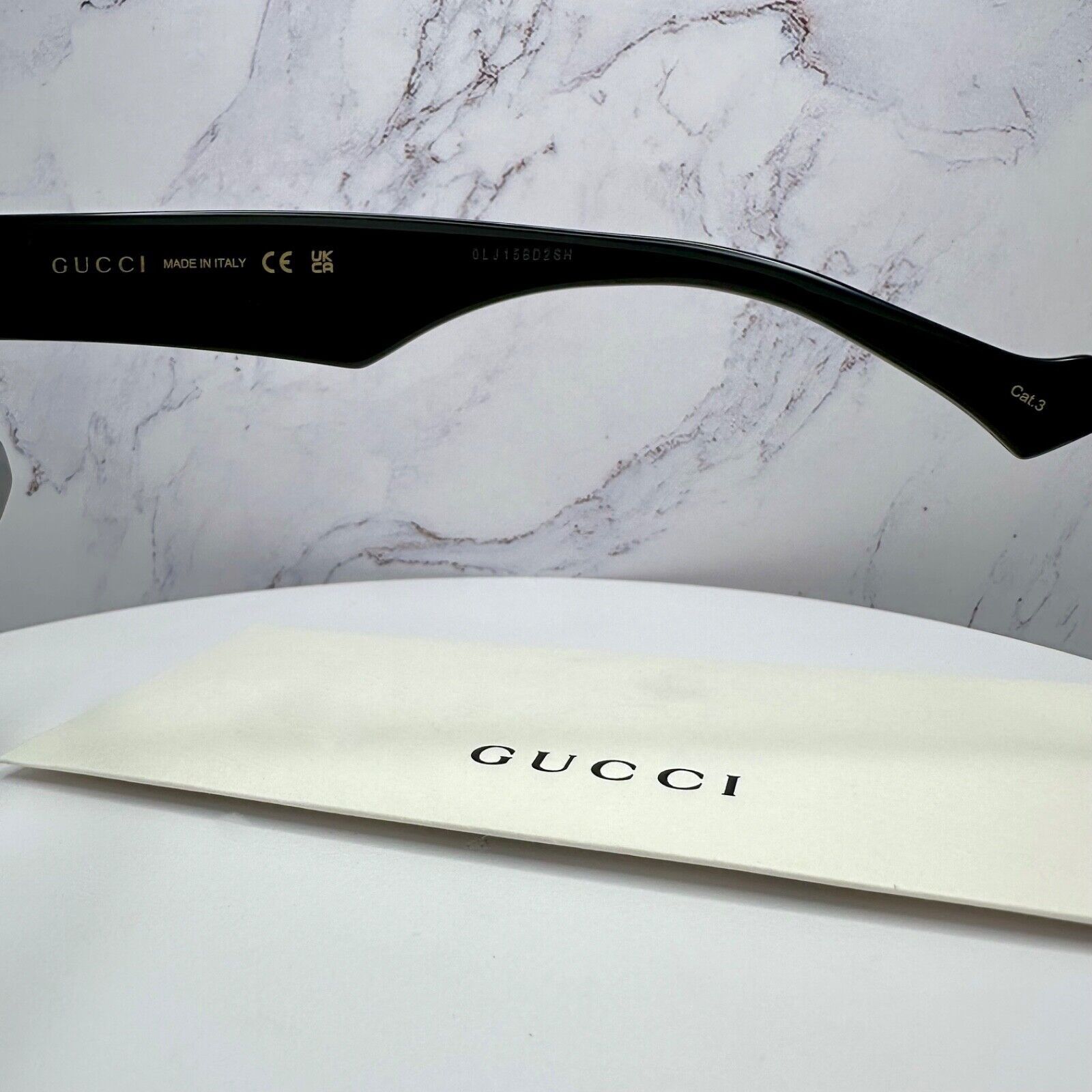 Gucci New Gucci Sunglasses Black Gold GG Logo 52-21-145 Authentic Size ONE SIZE - 8 Thumbnail