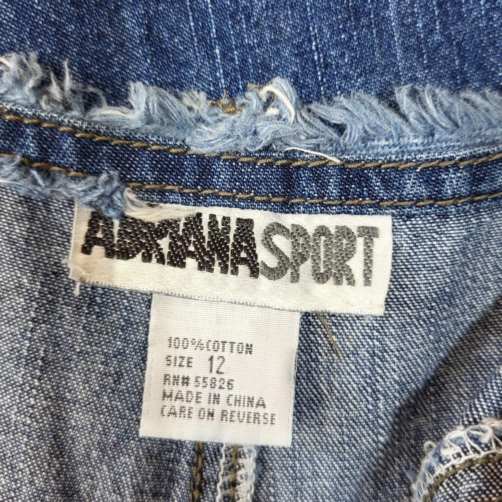 Denime Adriana Sport Womens Denim Maxi Skirt 12 Blue Slit Waist Frayed Back Length 36" Size 34" / US 12 / IT 48 - 5 Thumbnail