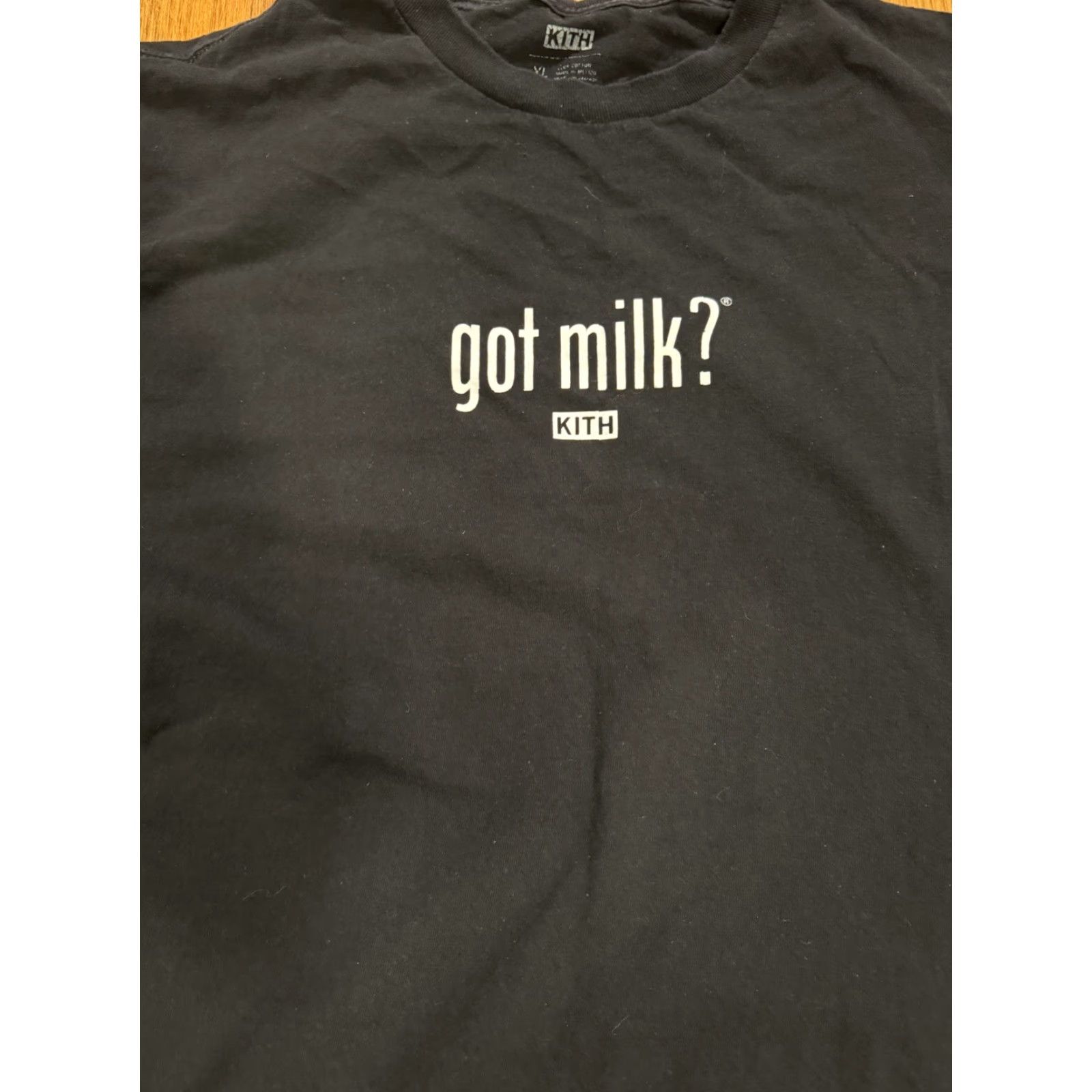 Kith KITH Shirt Men’s XL Black 100% Cotton Ribbed “Got Milk” Crew Neck Long Sleeve T-Shirt Mens Size US XL / EU 56 / 4 - 3 Thumbnail