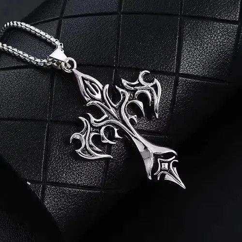 Jewelry Flame Cross Pendant Necklace Size ONE SIZE - 4 Thumbnail