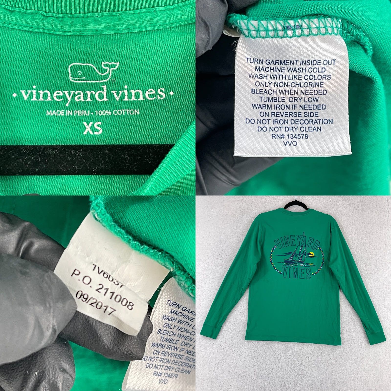 Vineyard Vines Vineyard Vines Green Graphic Print Long Sleeve T-Shirt Mens XS Crew Neck Size US XS / EU 42 / 0 - 8 Thumbnail