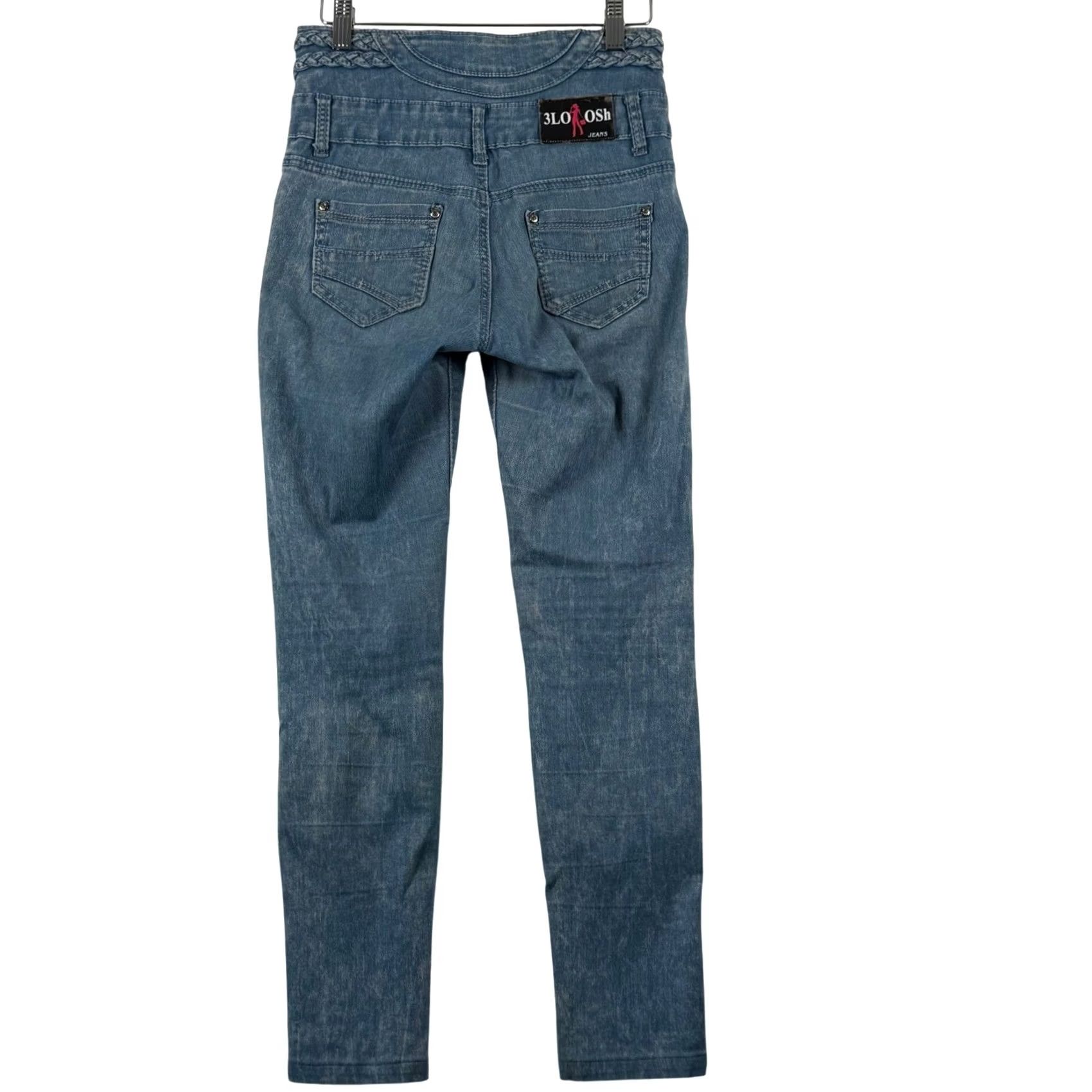 Vintage 3LOOSh Jeans Slim Fit 26 High Waist Button Fly Braided Denim Y2K Boho Festival Size 26" / US 2 / IT 38 - 3 Thumbnail