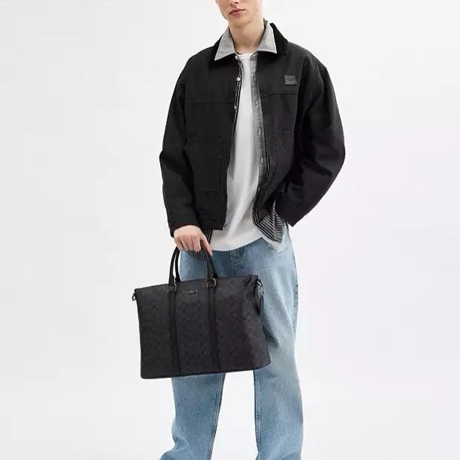 Coach NWT COACH Caleb Work Bag CY770 Gunmetal/Charcoal/Black Size ONE SIZE - 7 Thumbnail