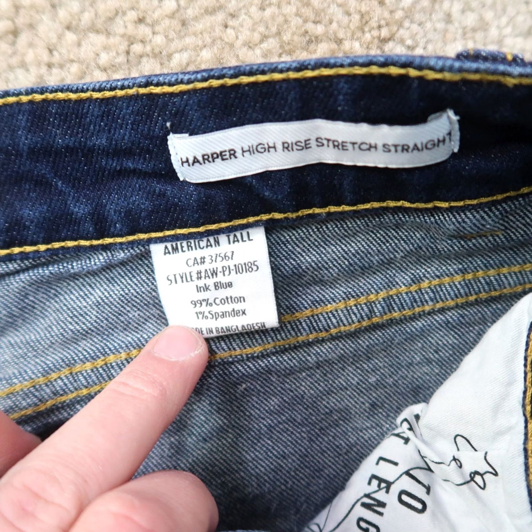 Vintage American Tall Harper High rise STraight leg jeans Women's 29x37 Blue Stretch Size 29" - 4 Thumbnail
