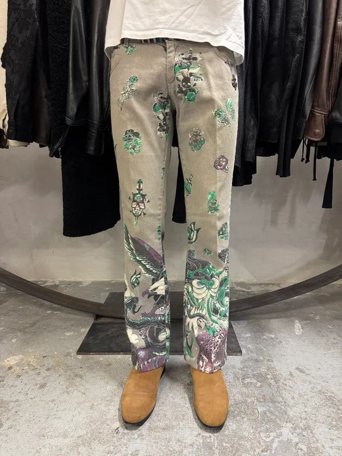 Just Cavalli × Vintage AW2004 Cavalli Grey Eagle Snake Battle Pants Size US 39 - 3 Thumbnail