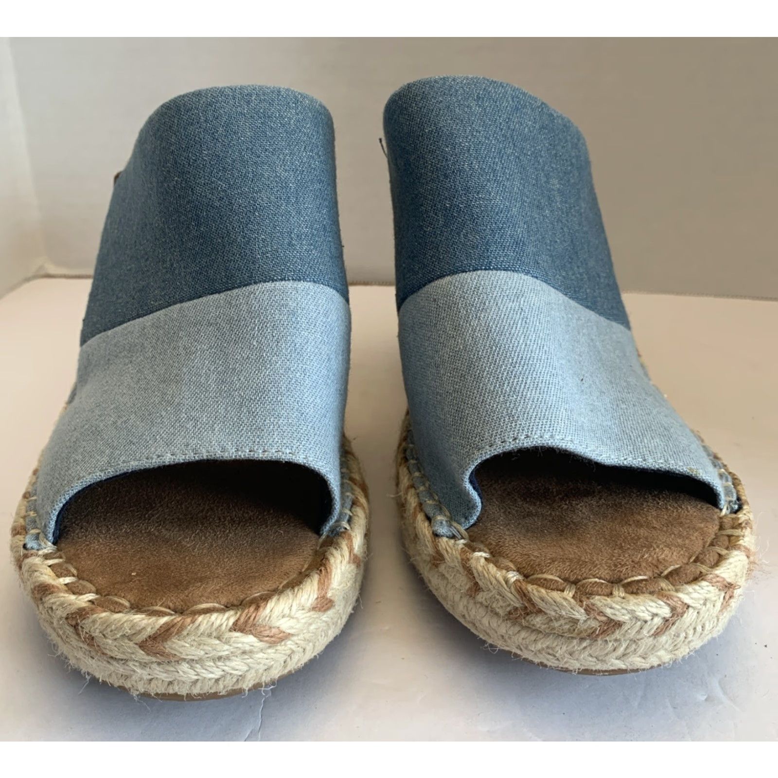 Toms TOMS Sandals Womens 9.5 Blue Wedge Heels Casual Slip-on Cloth Canvas Open Toe Breathable Comfort Vintage: No Women's Shoes Size US 10 / IT 40 - 8 Thumbnail