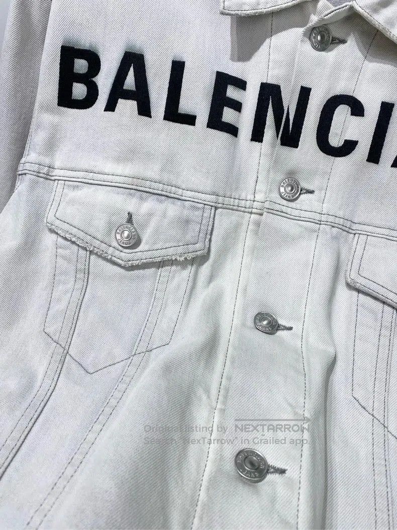 Balenciaga Balenciaga Distressed Denim Jacket with Logo. Size US S / EU 44-46 / 1 - 5 Thumbnail