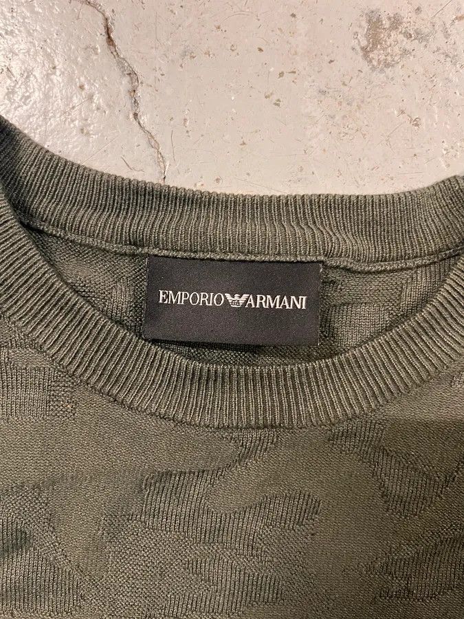 Emporio Armani SS2020 Emporio Armani Military Relief Green Sweater Size US S / EU 44-46 / 1 - 7 Thumbnail