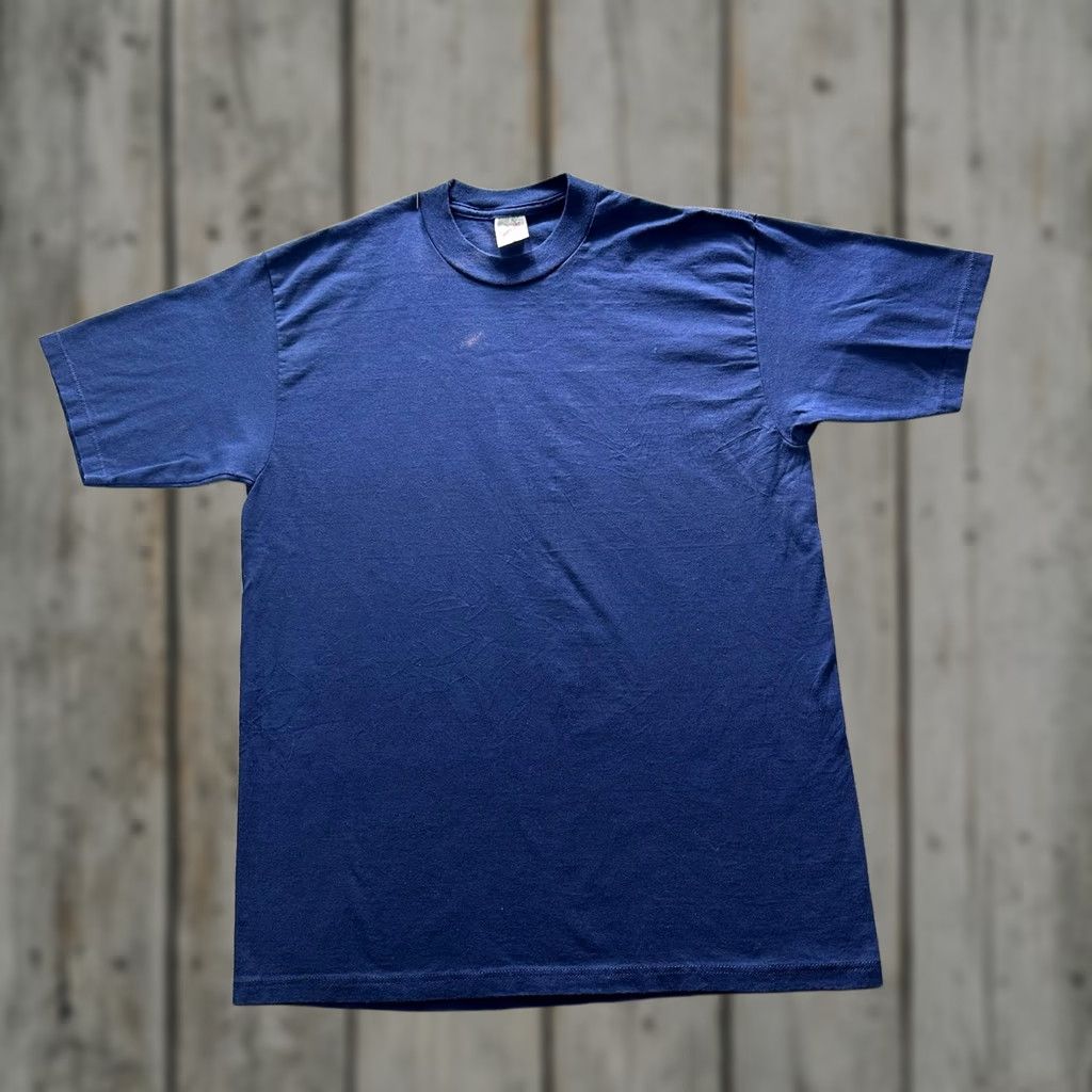 Jerzees JERZEES Shirt Mens L Blue Solid Crewneck Tee Cotton Polyester Made In USA Size US L / EU 52-54 / 3 - 1 Thumbnail