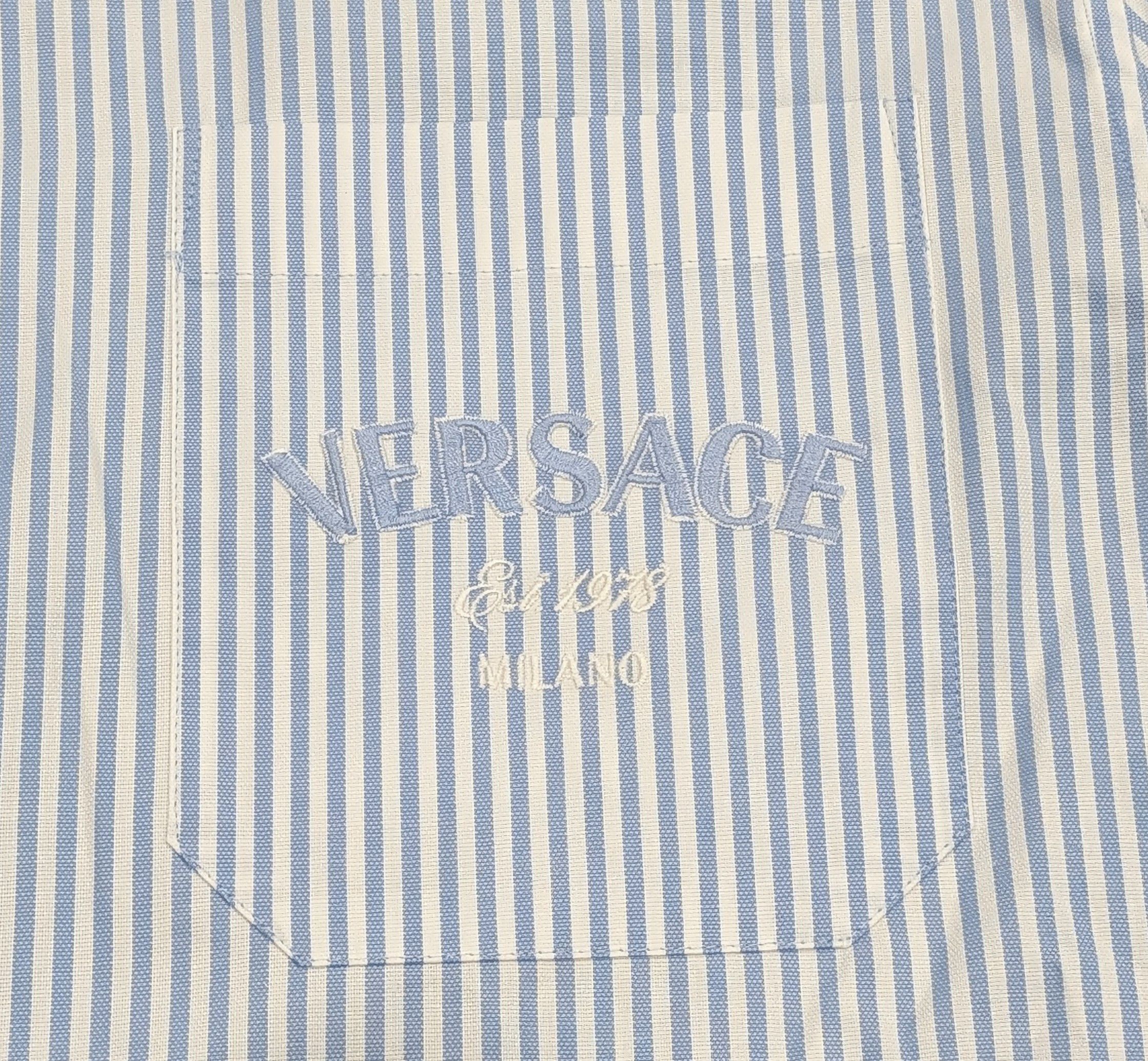 Versace VERSACE Striped LS Button Up Shirt Light Blue 50 Size US M / EU 48-50 / 2 - 3 Thumbnail
