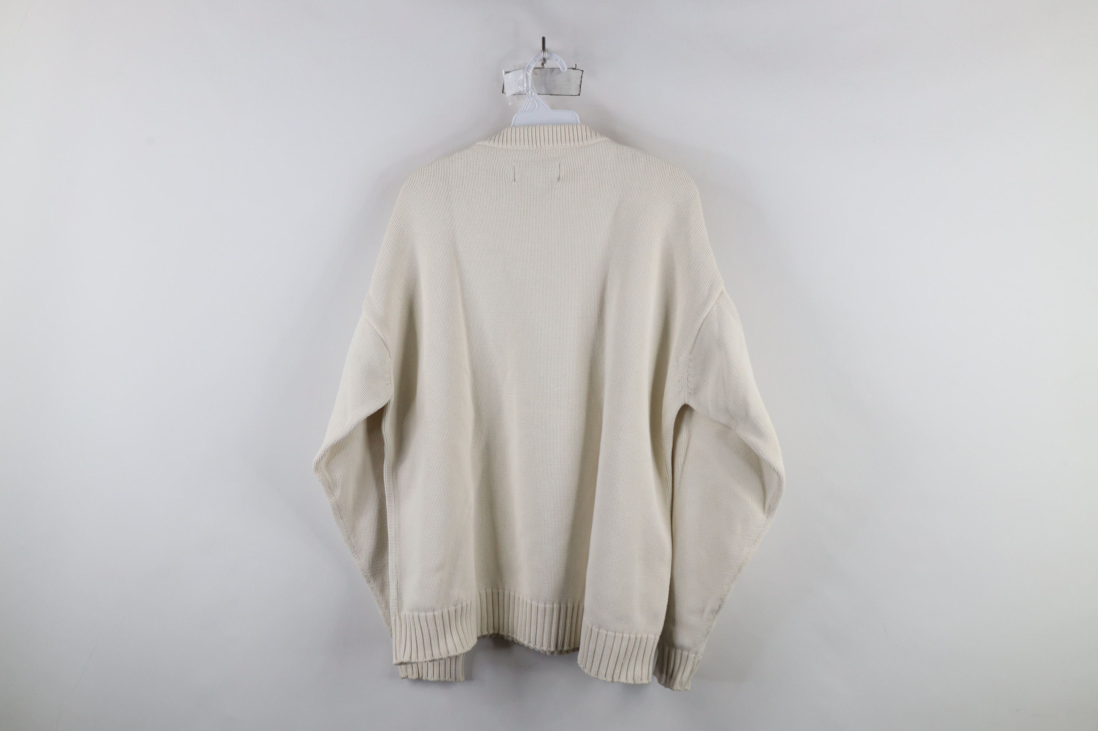 Eddie Bauer × Vintage Vintage 90s Eddie Bauer Blank Cotton Knit Sweater Cream Size US XL / EU 56 / 4 - 11 Thumbnail
