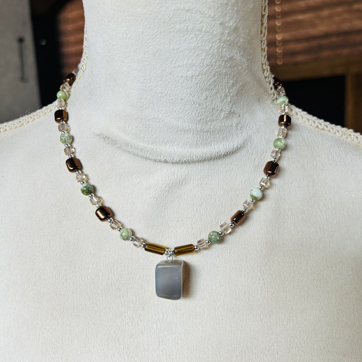Handmade Handcrafted orca agate pendant copper oil slick necklace Size ONE SIZE - 1 Thumbnail