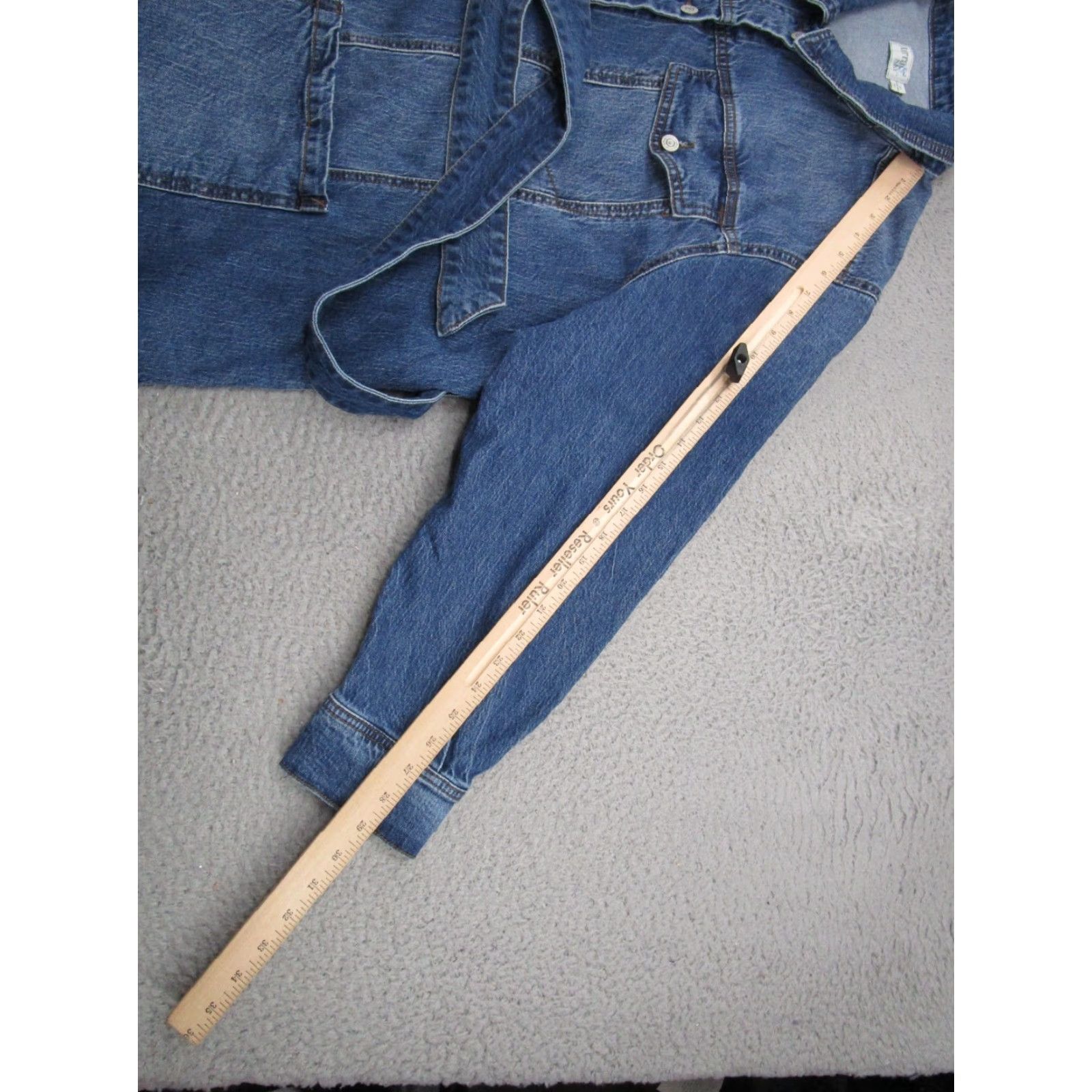 Vintage Terra & Sky Women's Plus Size 3X Belted Denim Jacket Medium Blue Button Down Jacket Long Sleeve Regular Fit Casual Womens 3X City Size XXL / US 16-18 / IT 52-54 - 7 Thumbnail