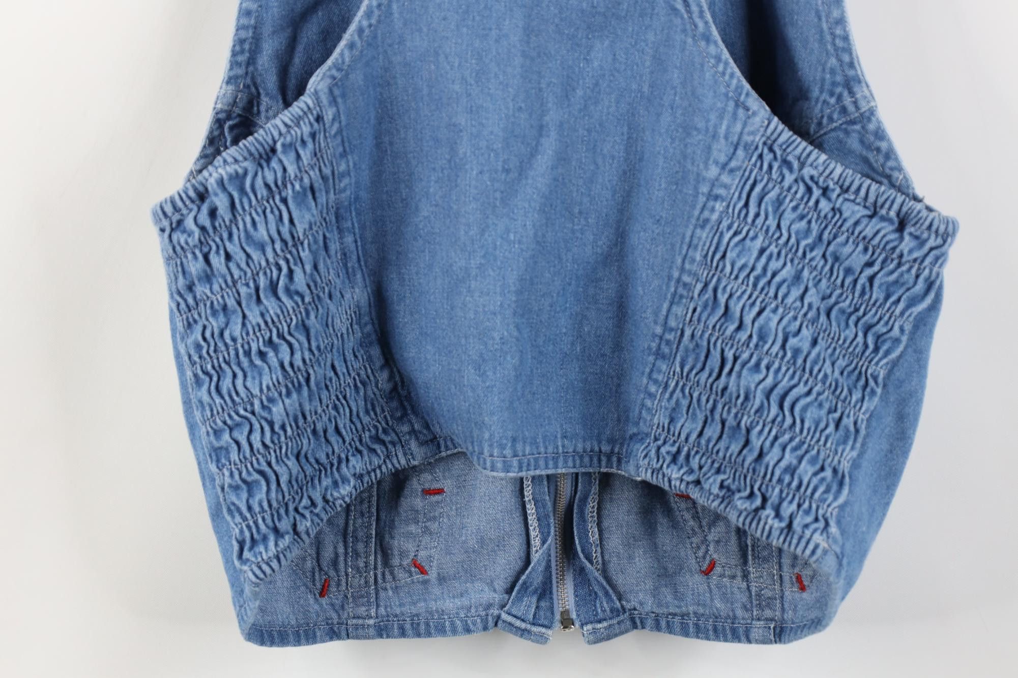 Vintage Vintage 90s Y2K Babydoll Front Zip Denim Jean Bra Shirt Blue Size L / US 10 / IT 46 - 13 Thumbnail