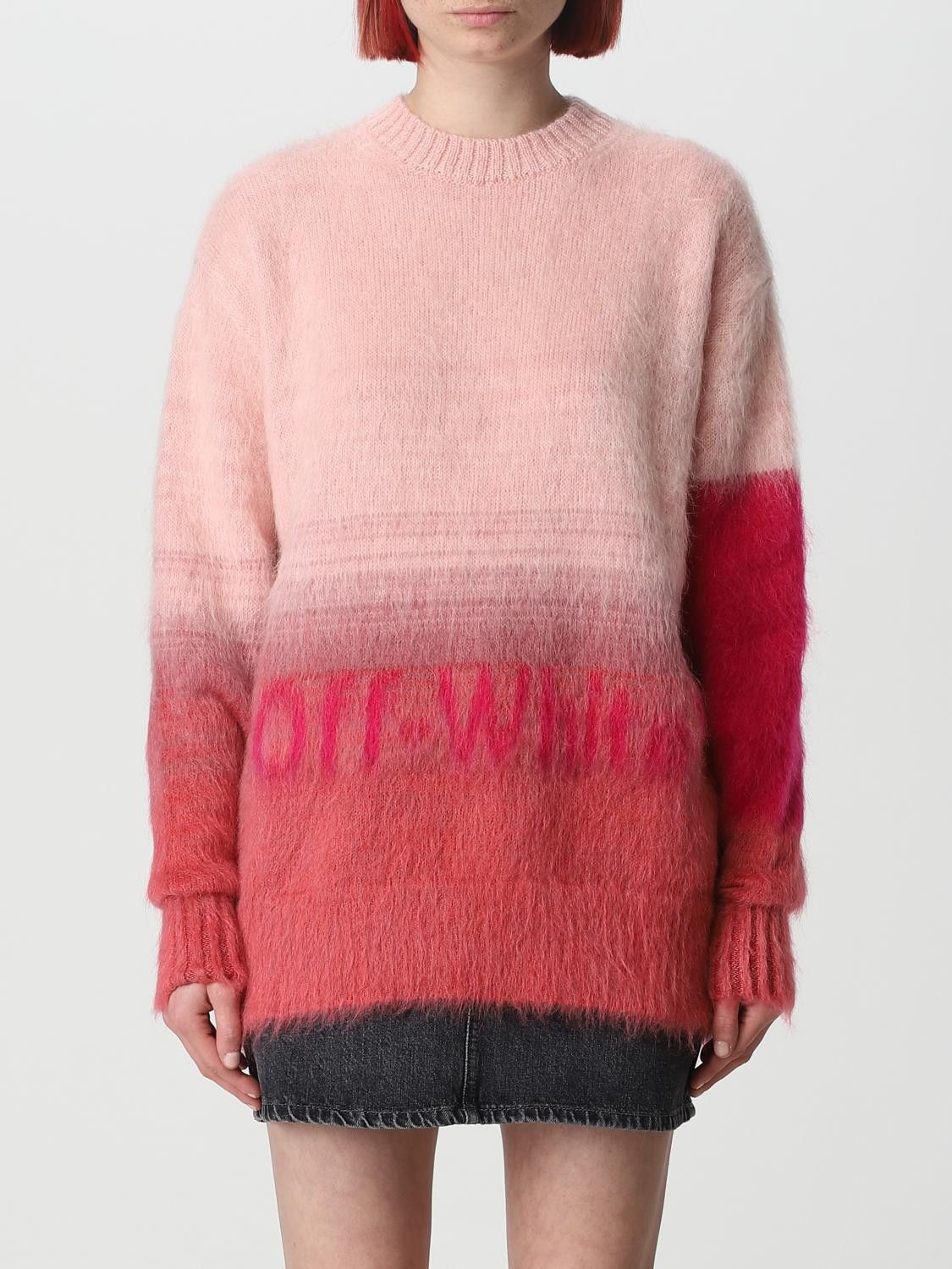 Off-White o1y1225 Crewneck Sweater in Blush/Red Size XS / US 0-2 / IT 36-38 - 1 Thumbnail
