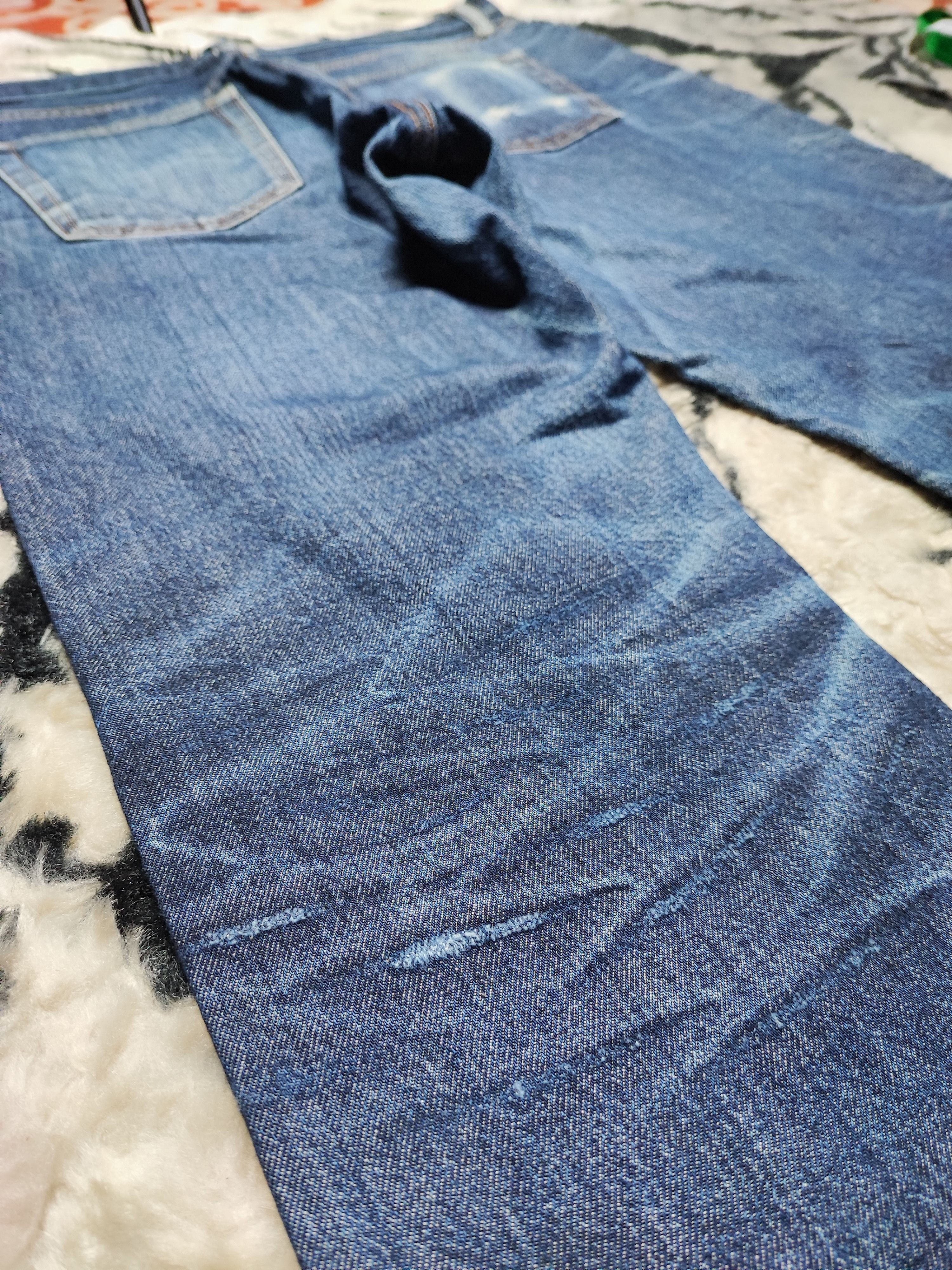 Uniqlo Selvedge Vintage y2k grunge faded blue skater baggy jeans Size US 32 / EU 48 - 16 Thumbnail