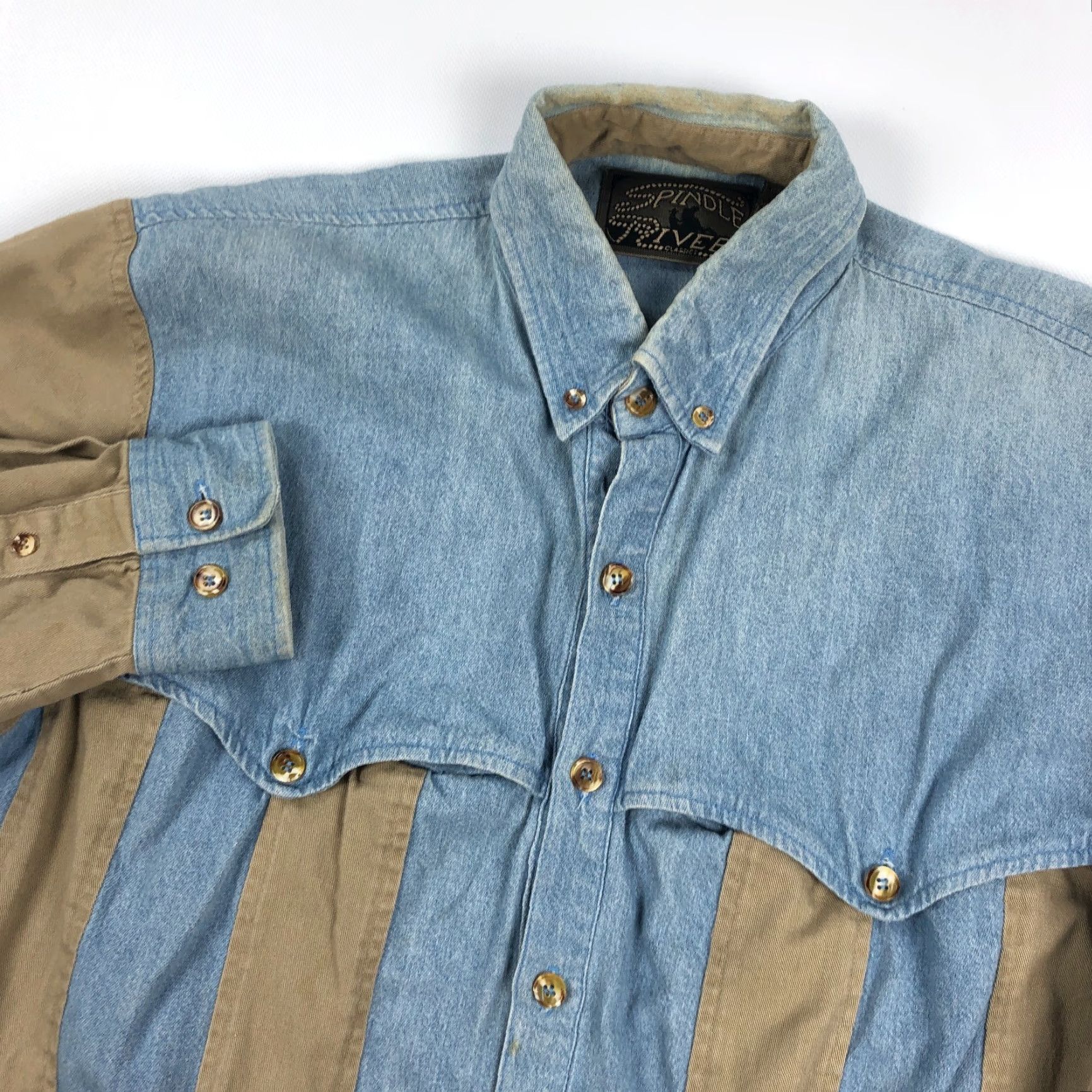 Vintage VINTAGE Spindle River Western Shirt Mens M Striped Denim Cowboy Size US M / EU 48-50 / 2 - 2 Thumbnail