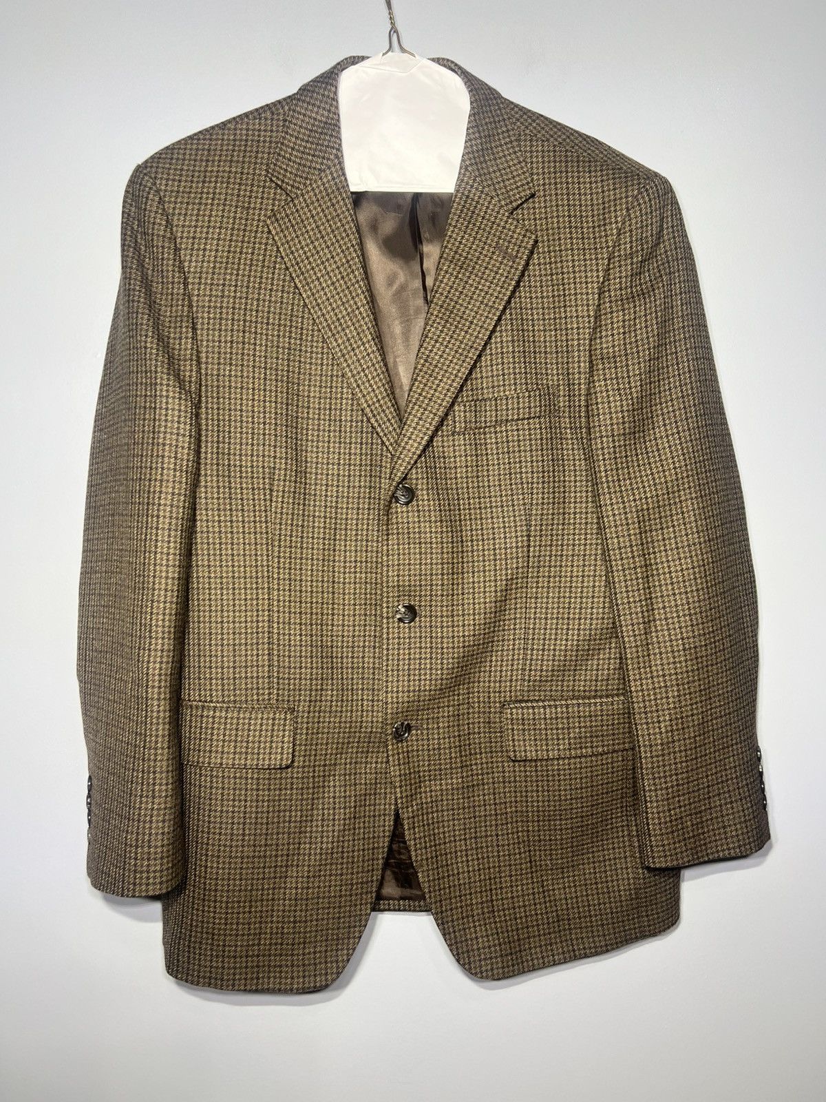 Stafford Stafford Essential Mens 40R Brown Houndstooth 3 Button Size 40R - 1 Thumbnail