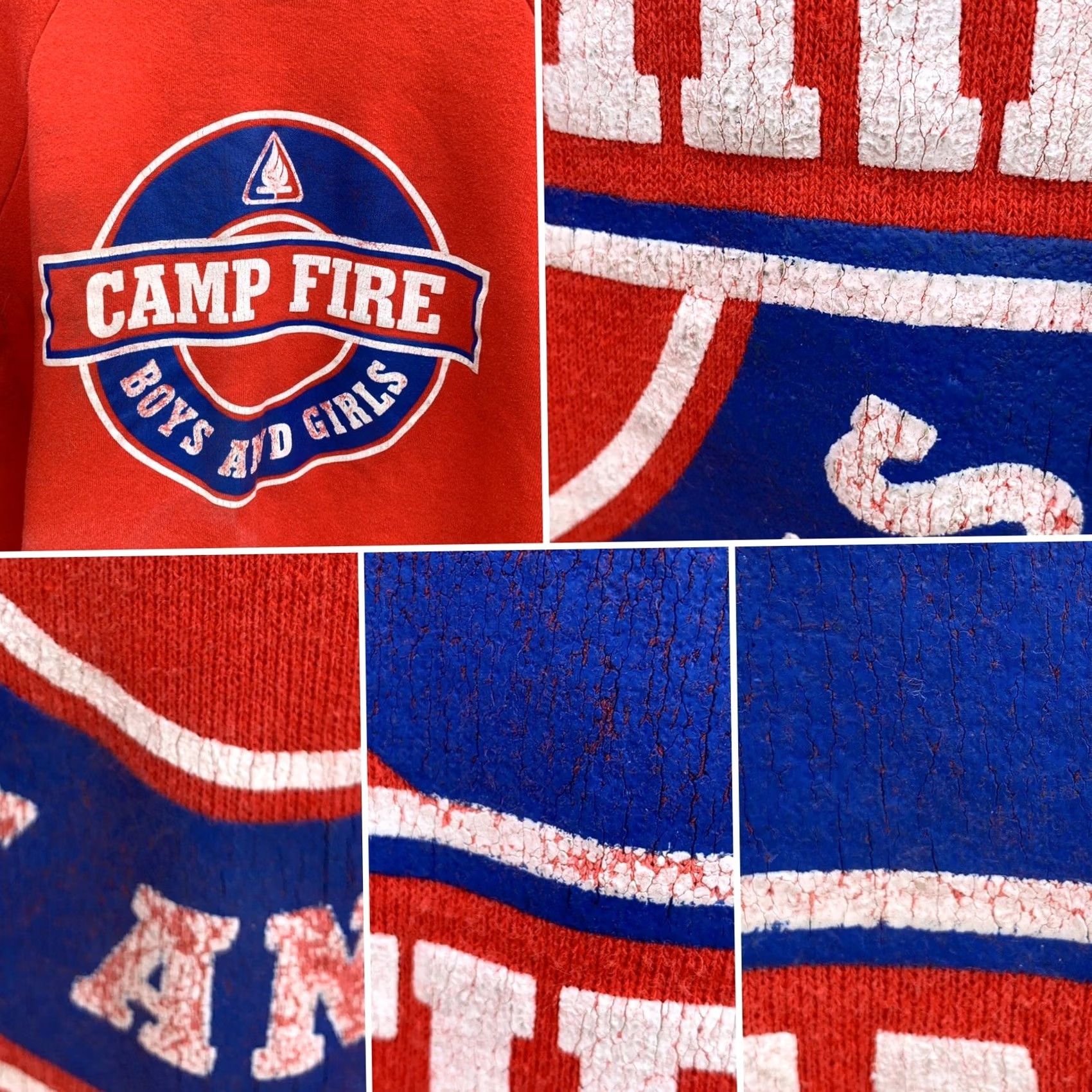 Fruit Of The Loom VINTAGE Fruit of the Loom Camp Fire Raglan Sweatshirt Boys And Girls XL Made In USA Red Unisex Graphic Sweatshirt 50/50 Size US XL / EU 56 / 4 - 6 Thumbnail