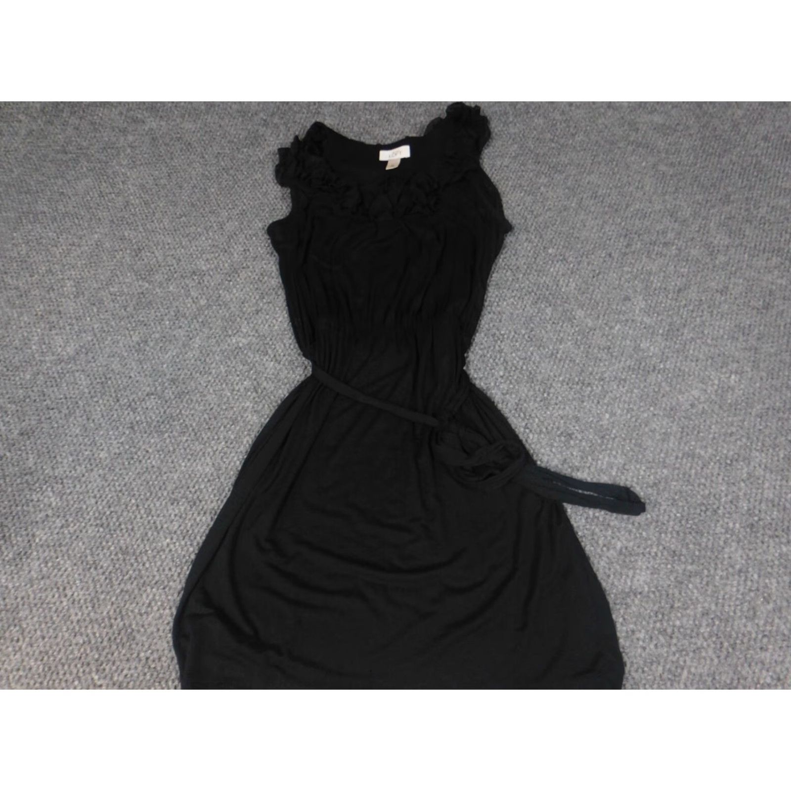 Loft Ann Taylor Loft Womens Dress XS Black A-Line Stretch Belted Modal Size XS / US 0-2 / IT 36-38 - 3 Thumbnail