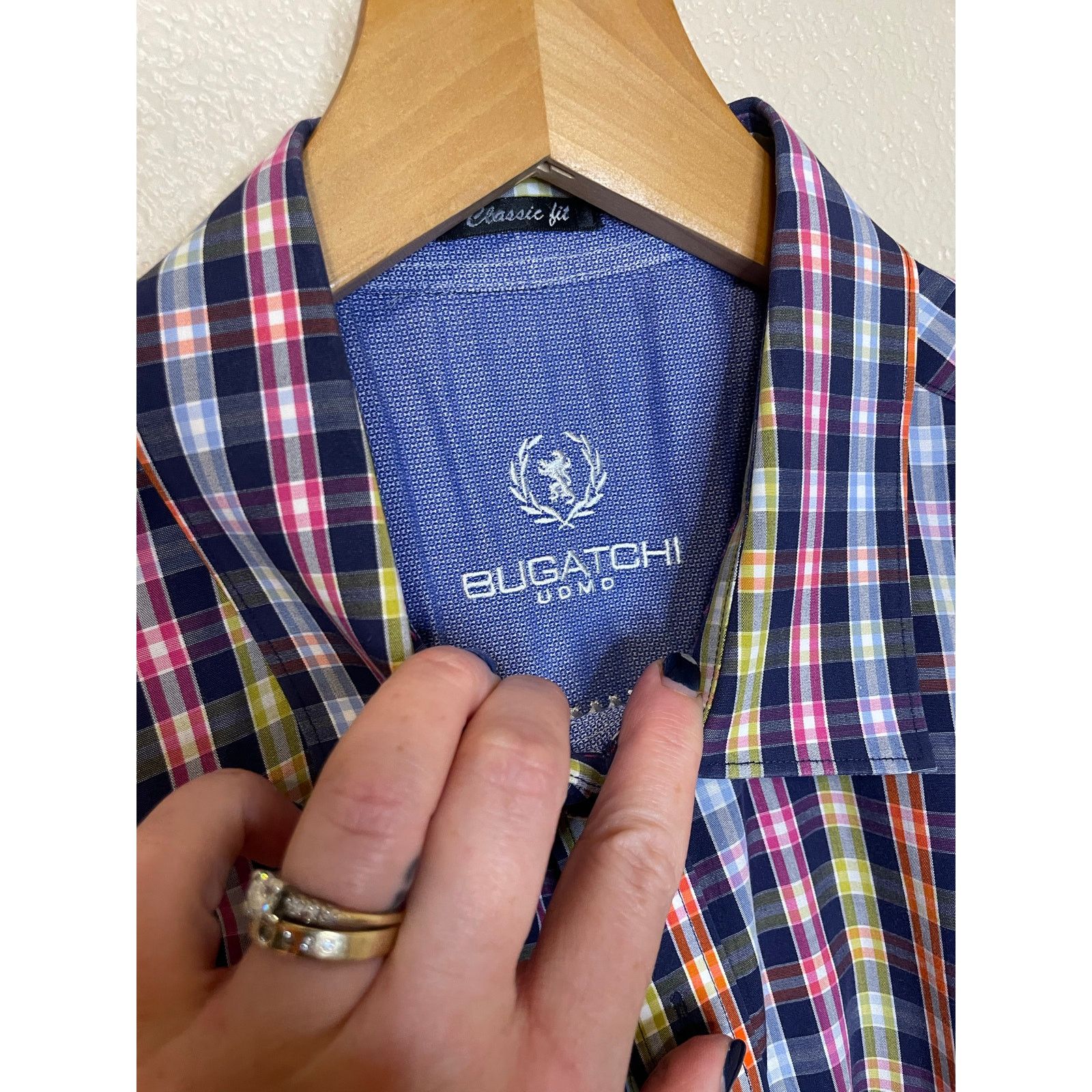 BUGATCHI Bugatchi Classic Fit Short Sleeve Multicolor Gingham Top XL Size US XL / EU 56 / 4 - 9 Thumbnail