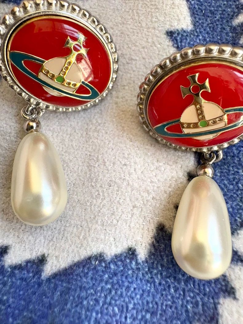 Vivienne Westwood Vivienne Westwood Red pearl enamel stud earrings Size ONE SIZE - 3 Thumbnail