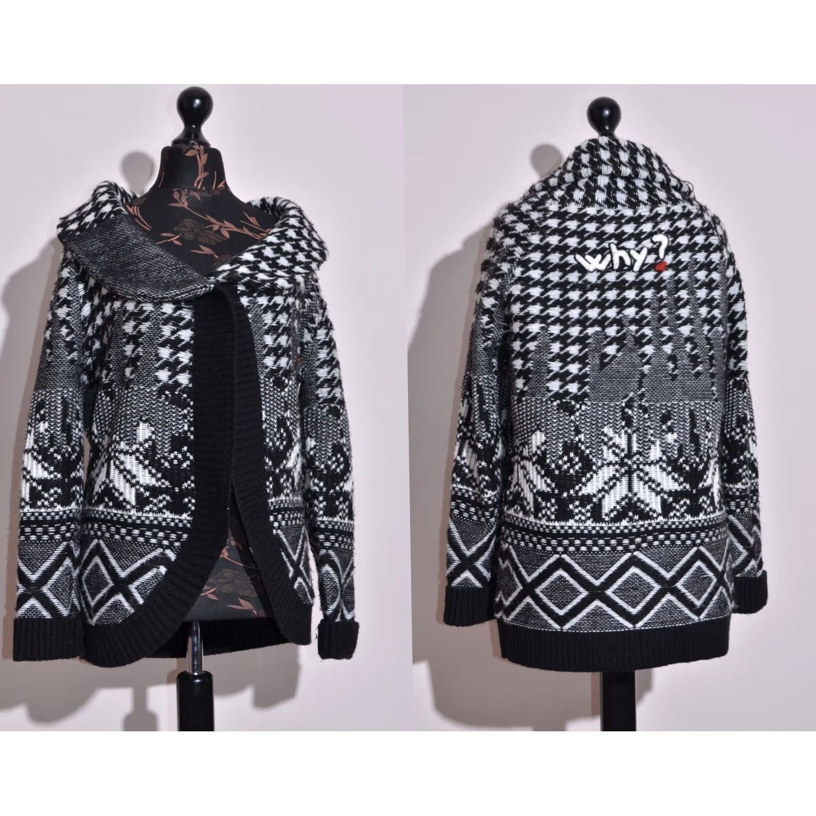 Desigual Desigual Women's Knitted Jacket Cardigan Long Sleeve 1 Snap Button Size L Grey Coatigan Overcoat Casual Womens Size L / US 10 / IT 46 - 2 Thumbnail