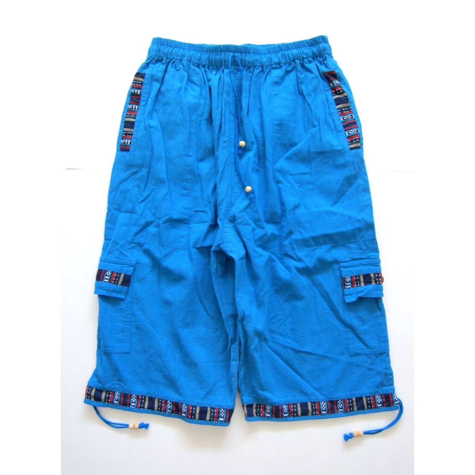 Vintage VINTAGE Unbranded 100% Cotton Blue Pocket Cargo Bermuda Culotte Shorts Women S-M Size 28" / US 6 / IT 42 - 2 Thumbnail